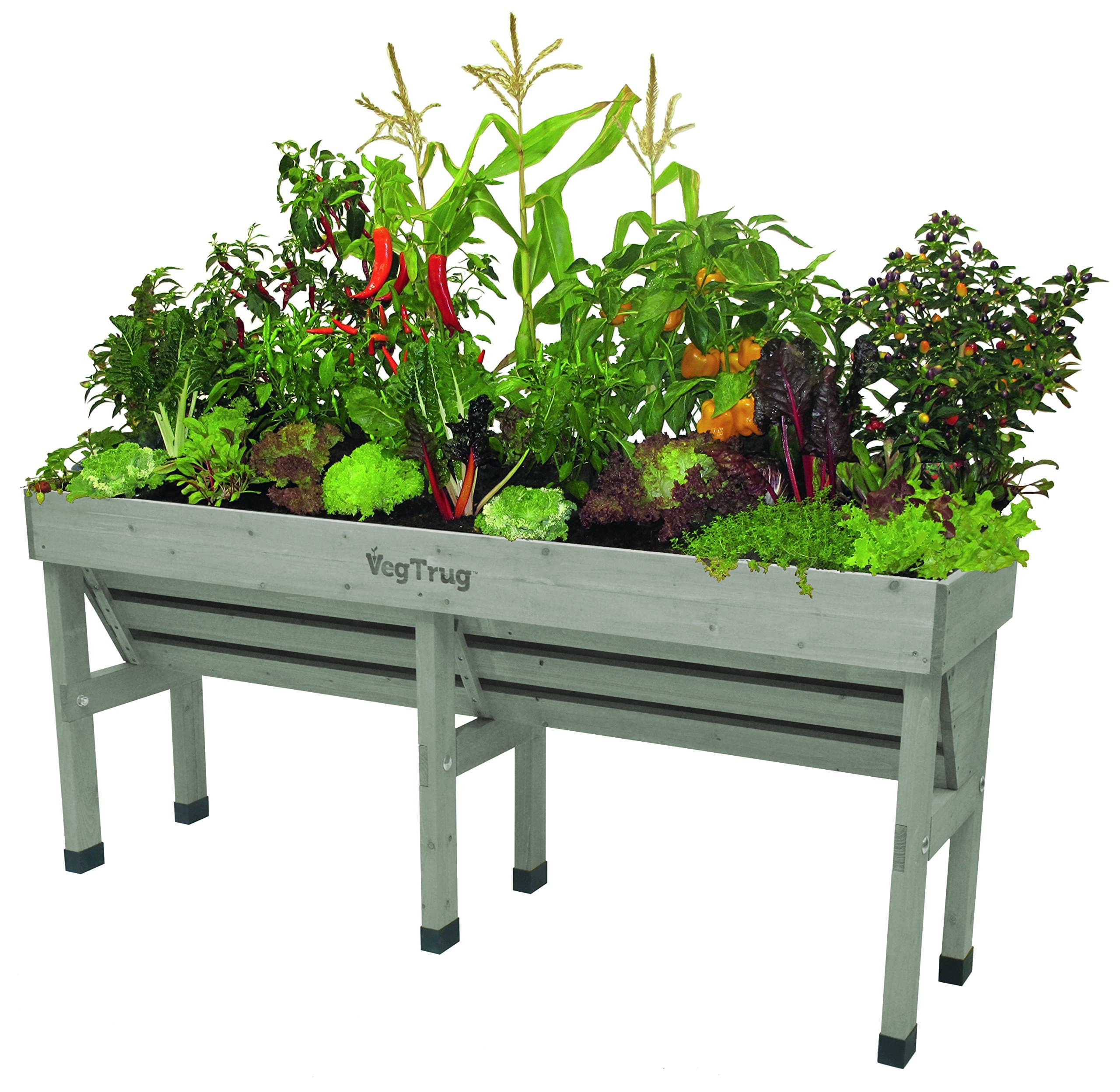 VegTrugWall Hugger Planter, V-Shaped Outdoor Planter, Made of Wood, Holds 310 Liters of Compost, Ideal for Small Spaces, Medium, 1.8 m, Gray Wash
