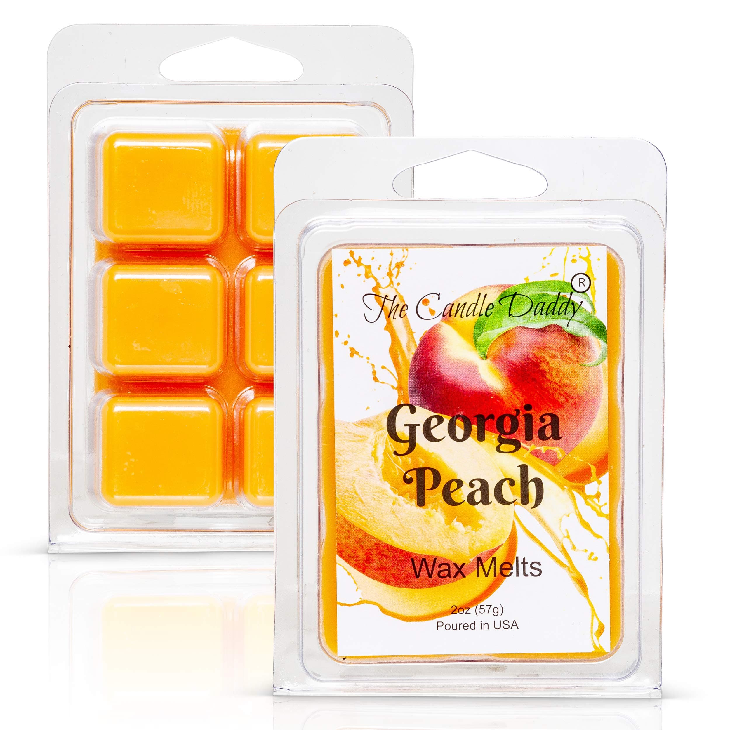 Georgia Peach - Southern Peach Fruit Scented Melt- Maximum Scent Wax Cubes/Melts- 1 Pack -2 Ounces- 6 Cubes, Gift for Women, Men, BFF, Friend, Wife, Mom, Birthday, Sister, Daughter, Anniversary