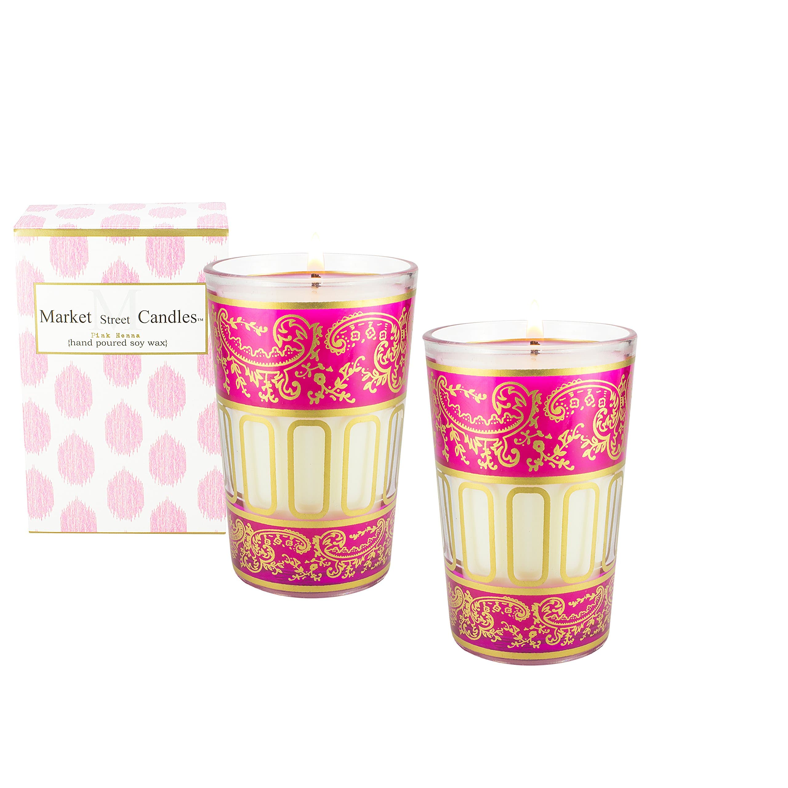 Market Street Candles Moroccan Tea Rose Scented Soy Wax Candle, 10.5 oz, Pink (2)