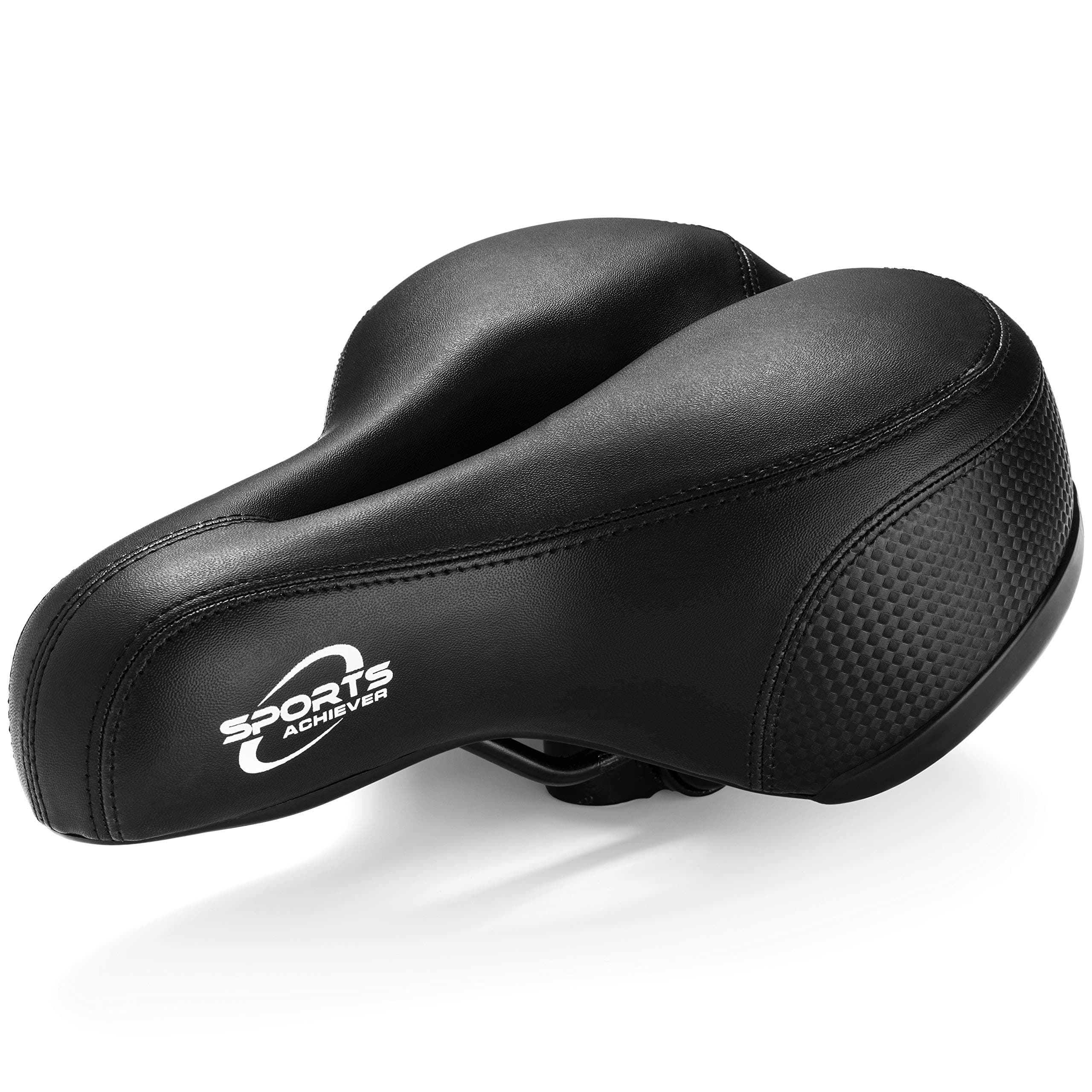 SportsAchiever Padded Bike Seat Soft, Ergonomic & Breathable Water-Resistant Bike Saddle Seat w/Shockproof, Durable Ball Base – Adapter, Ankle & Rear Safety Reflectors Included!