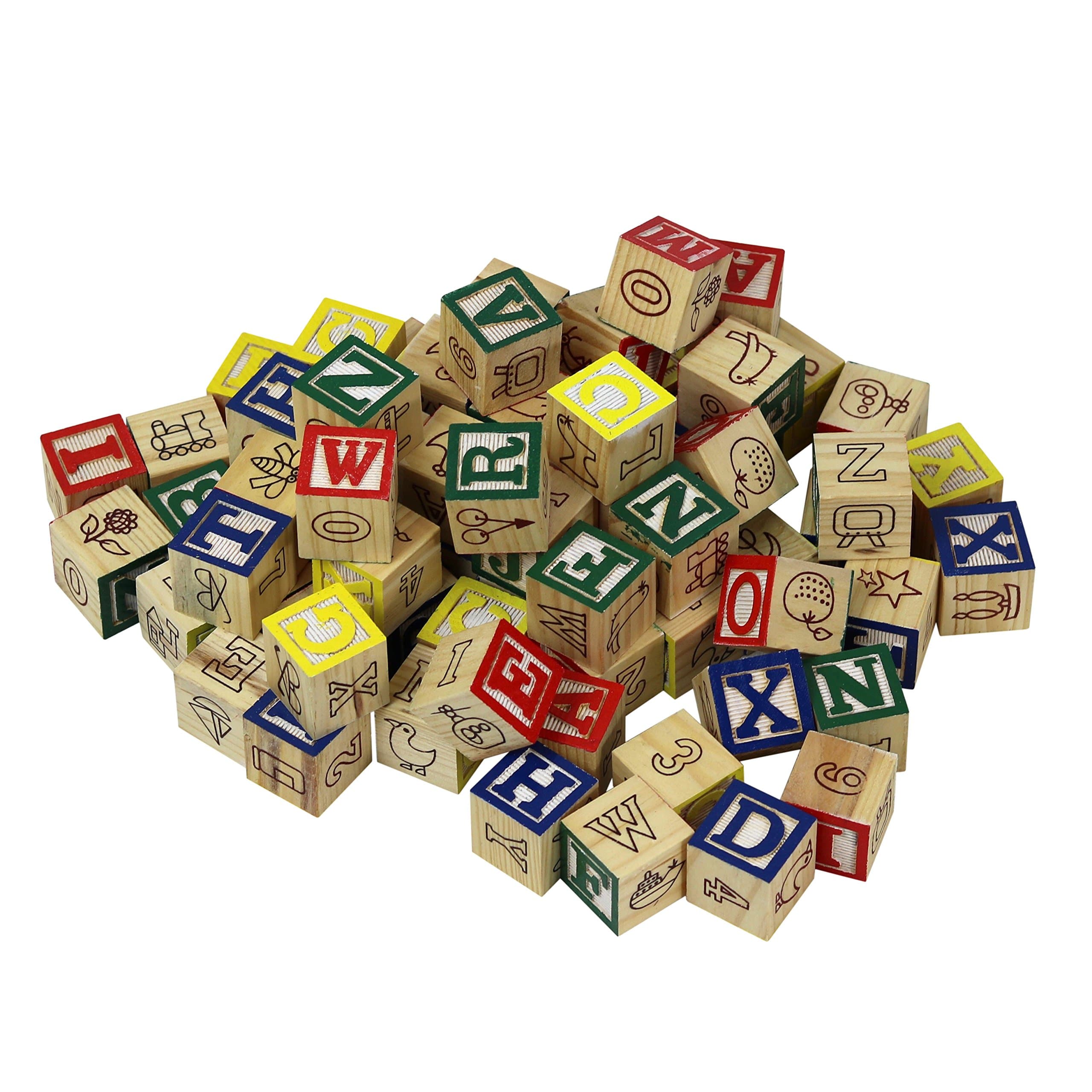 Wood Alphabet Blocks - 72 Blocks