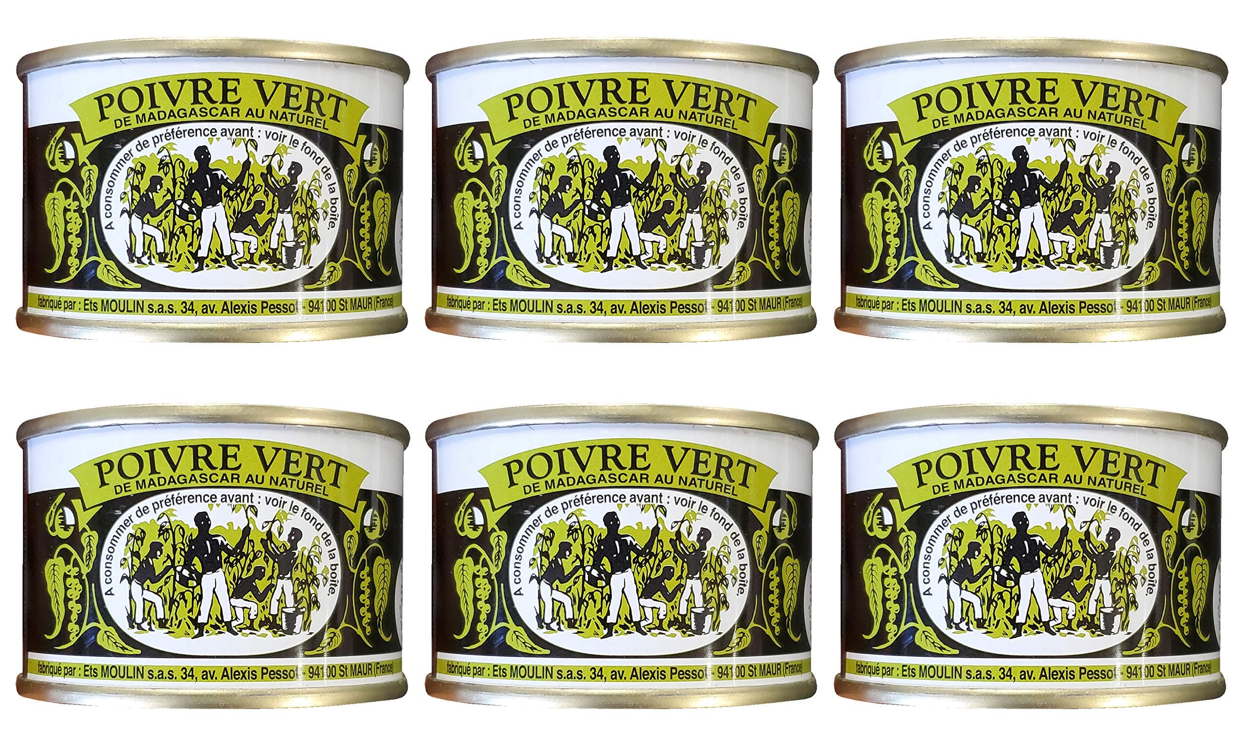 Madagascar French Green Peppercorns in Brine (6 Pack, Total of 11.64oz)