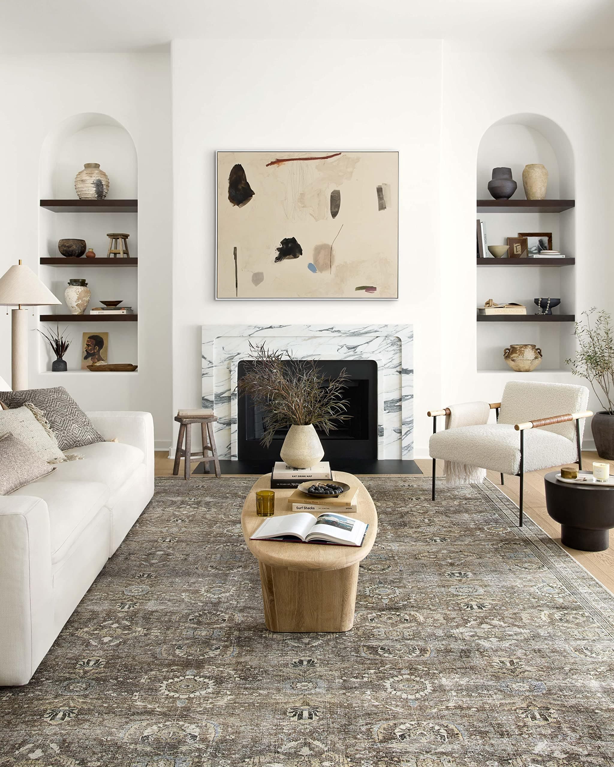 Layla Collection LAY-13 Antique/Moss 2'-6" x 12'-0" .13" Thick Runner Rug, Soft, Durable, Vintage Inspired, Distressed, Low Pile, Non-Shedding, Easy Clean, Printed, Living Room Rug