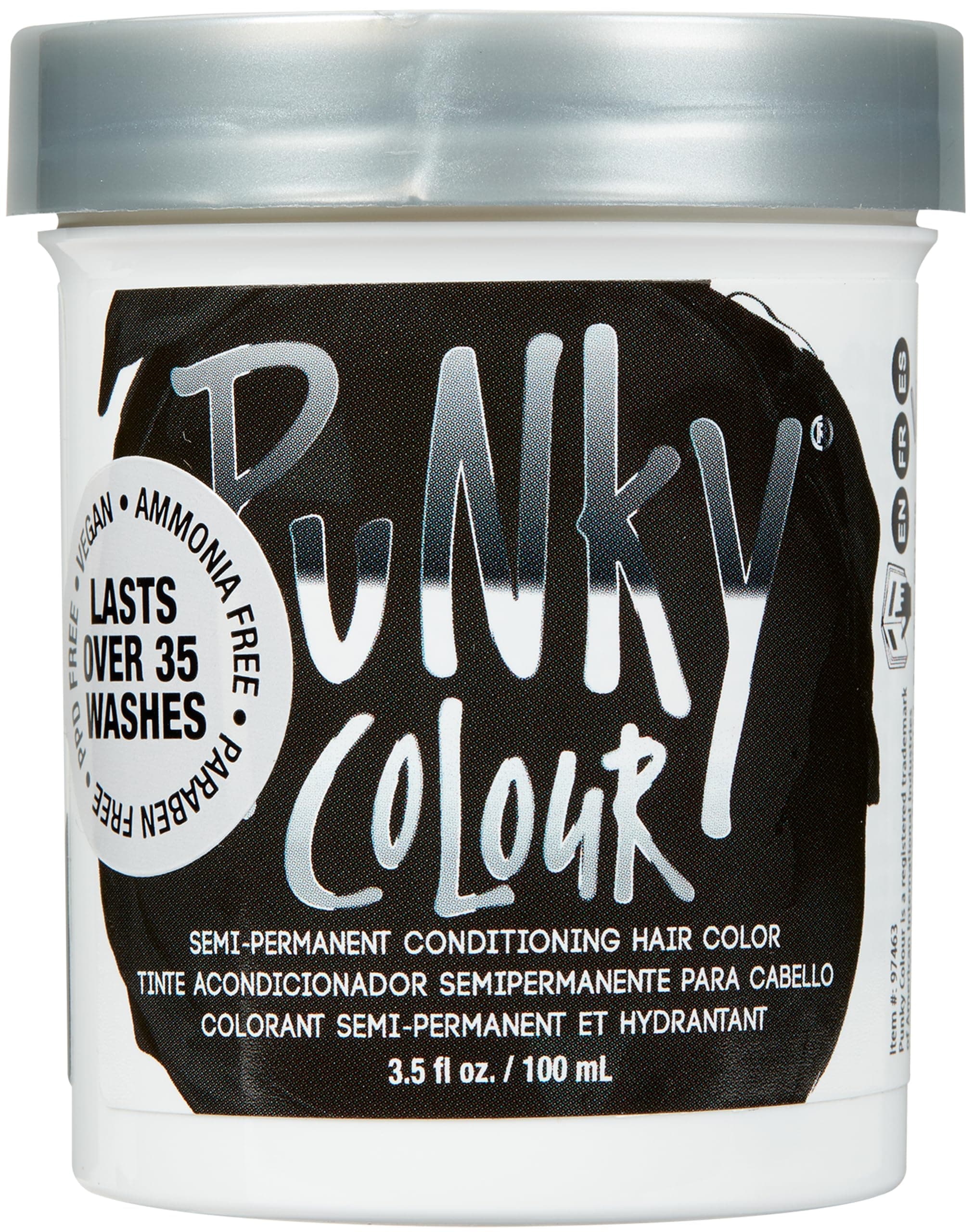 Punky Ebony Semi Permanent Hair Color - Vegan & Cruelty-Free Conditioning Hair Dye, Lasts Up to 35 Washes, 3.5 fl oz