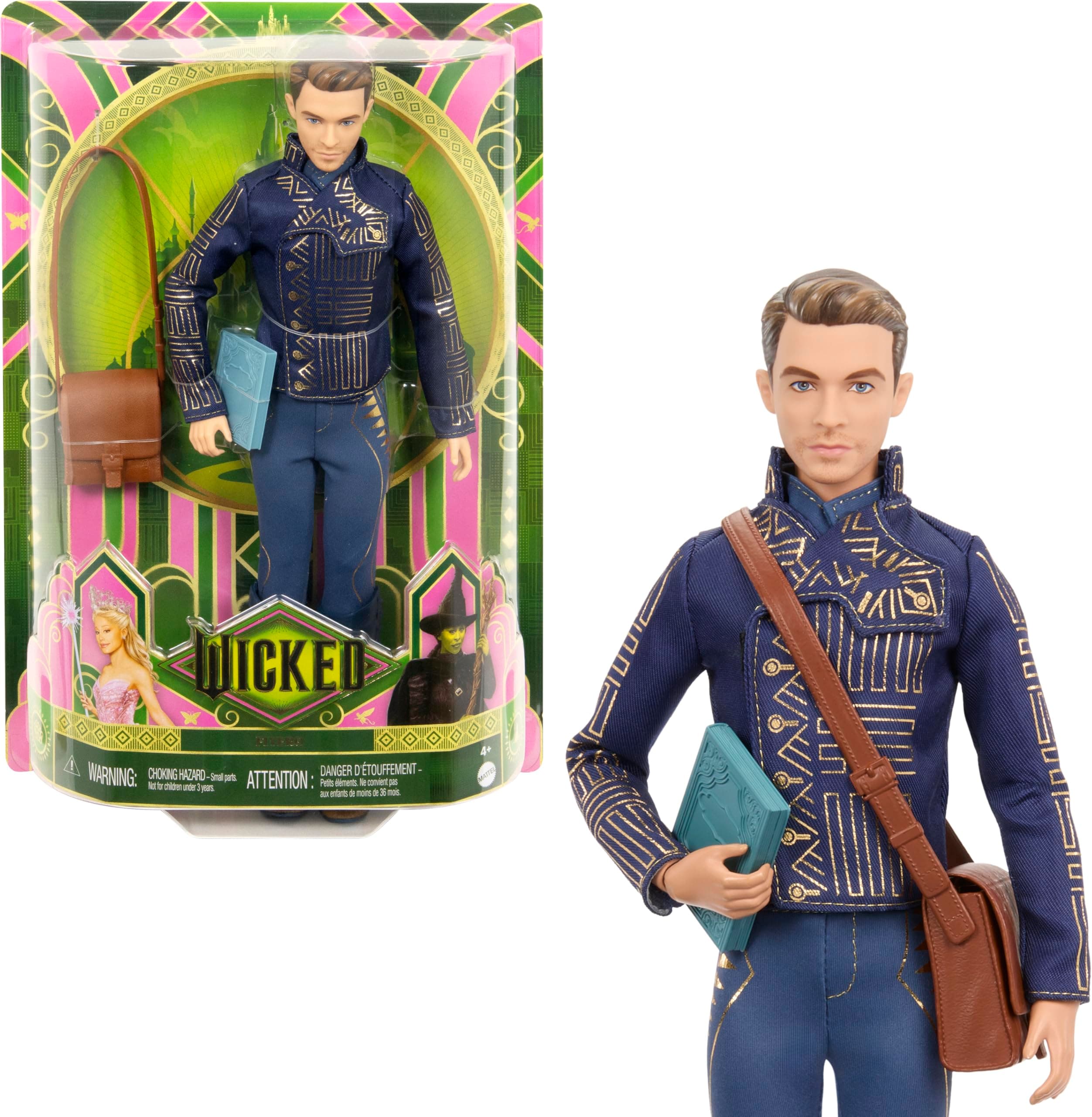 Mattel Universal Wicked Fiyero Fashion Doll with Posability, Removable School Uniform, Boots, & School Satchel and Textbook Accessory