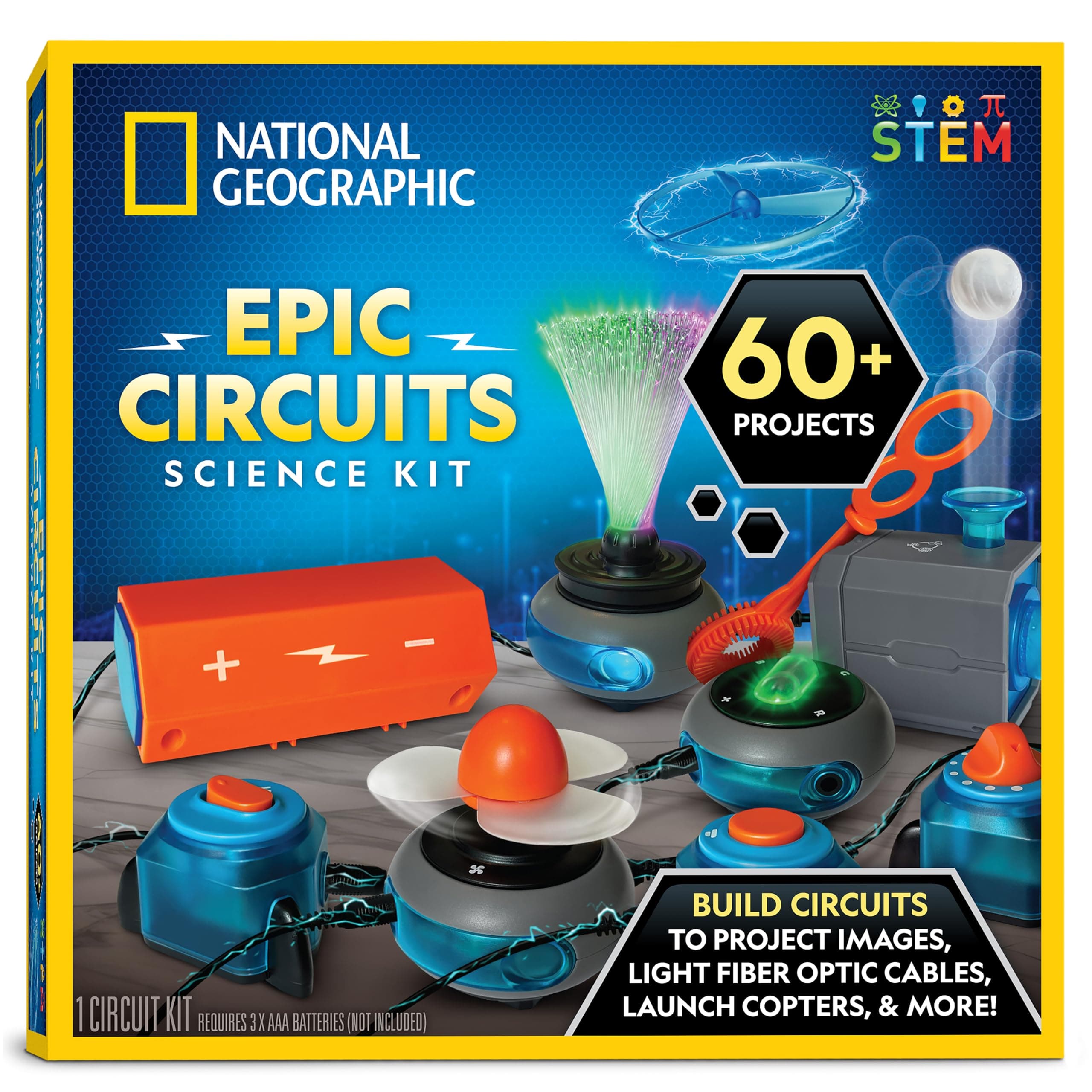 National Geographic Circuit Maker Electronics Science Kit – 60 Hands-On STEM Projects for Kids, Build Real Electrical Circuits, Educational STEM Activity for Learning Electricity & Engineering Skills
