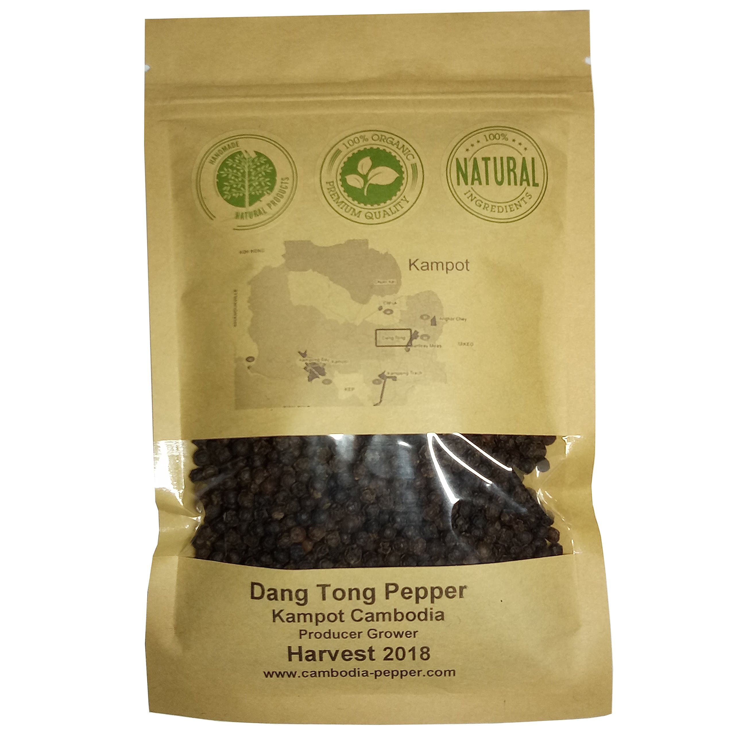 Harvest 2017 - District of KAMPOT - New DANG TONG Black Pepper Gourmet Pepper whole Peppercorns 200g / 7 onces - producer Grower harvest February 2017 - Cambodia