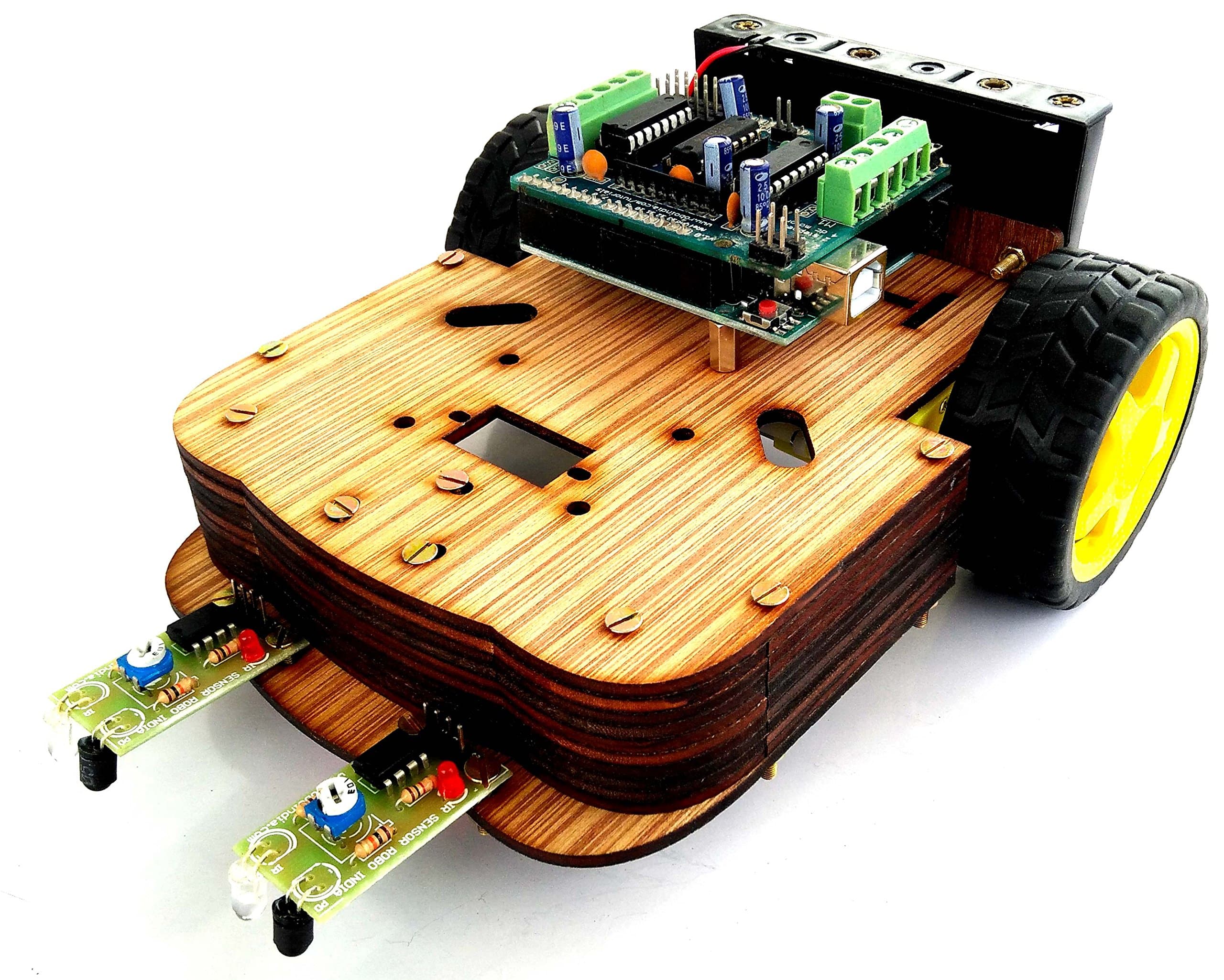 Robo India DIY Arduino Line Follower Robot on The Arduino Robotic Kit