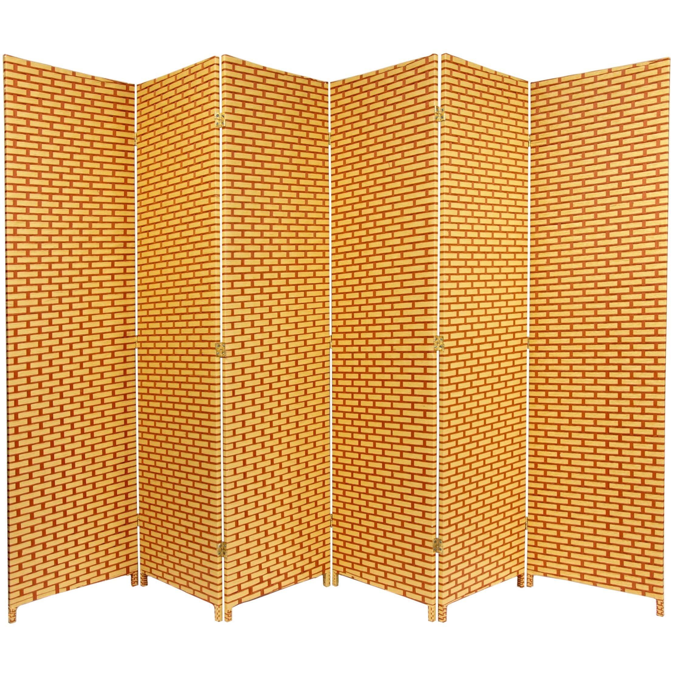 Red Lantern 6 ft. Tall Woven Fiber Natural/Rust-6 Panel Room Divider