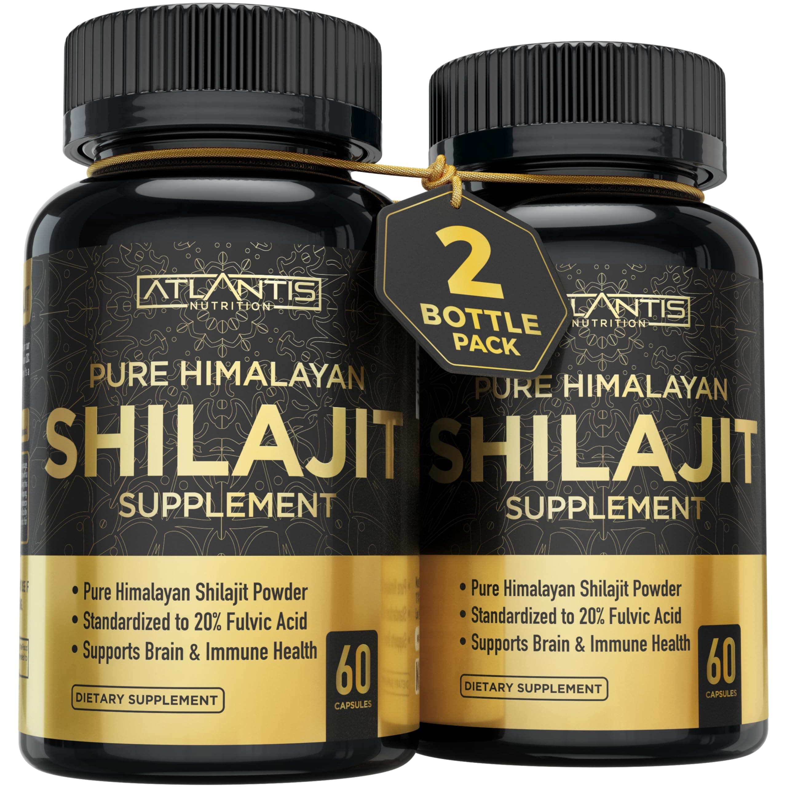 Atlantis Nutrition Himalayan Shilajit Capsules Formulated with 20% Fulvic Acid | 1000MG Per Serving — 10:1 Extract | USA Made | Himalayan Shilajit Supplement for Men & Women | 120 Capsules