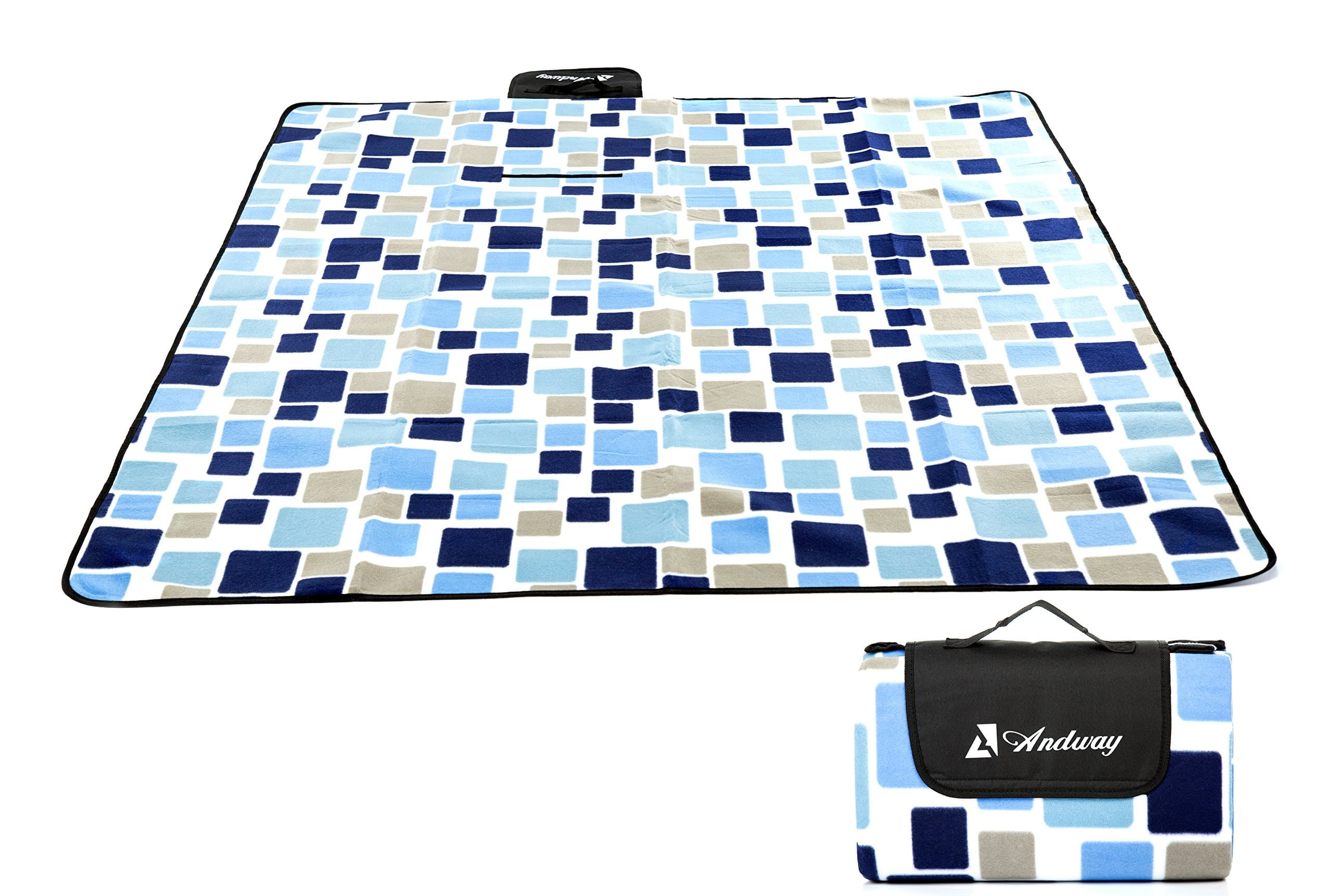 Andway Waterproof Outdoor Camping Picnic Blanket, Beach Mat in Large Size 79 inches and 79 inches (Magic Blue)