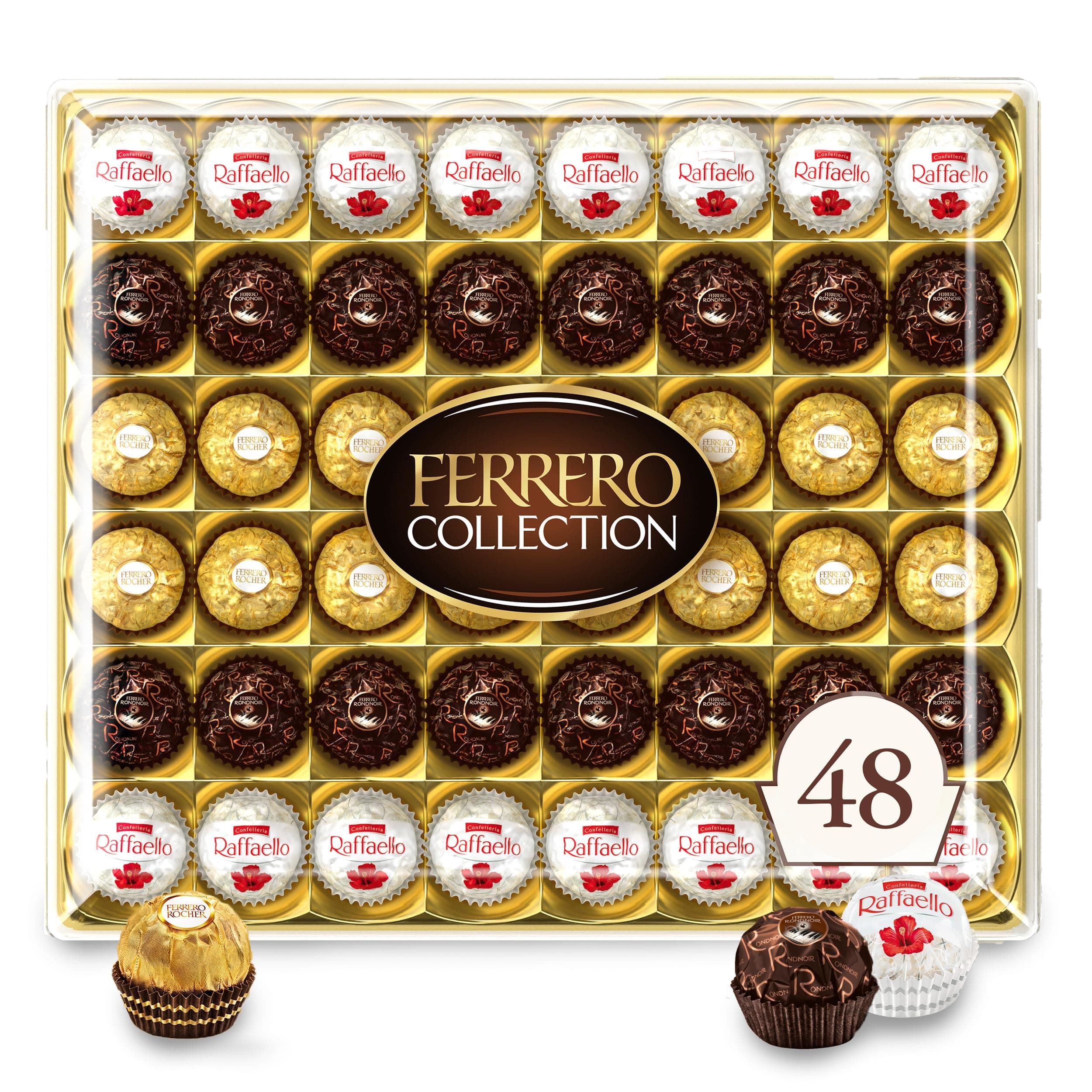 Ferrero Collection Premium Gourmet Assorted Hazelnut Milk Chocolate, Dark Chocolate And Coconut, Mother's Day Gift, 18.2 oz, 48 Count
