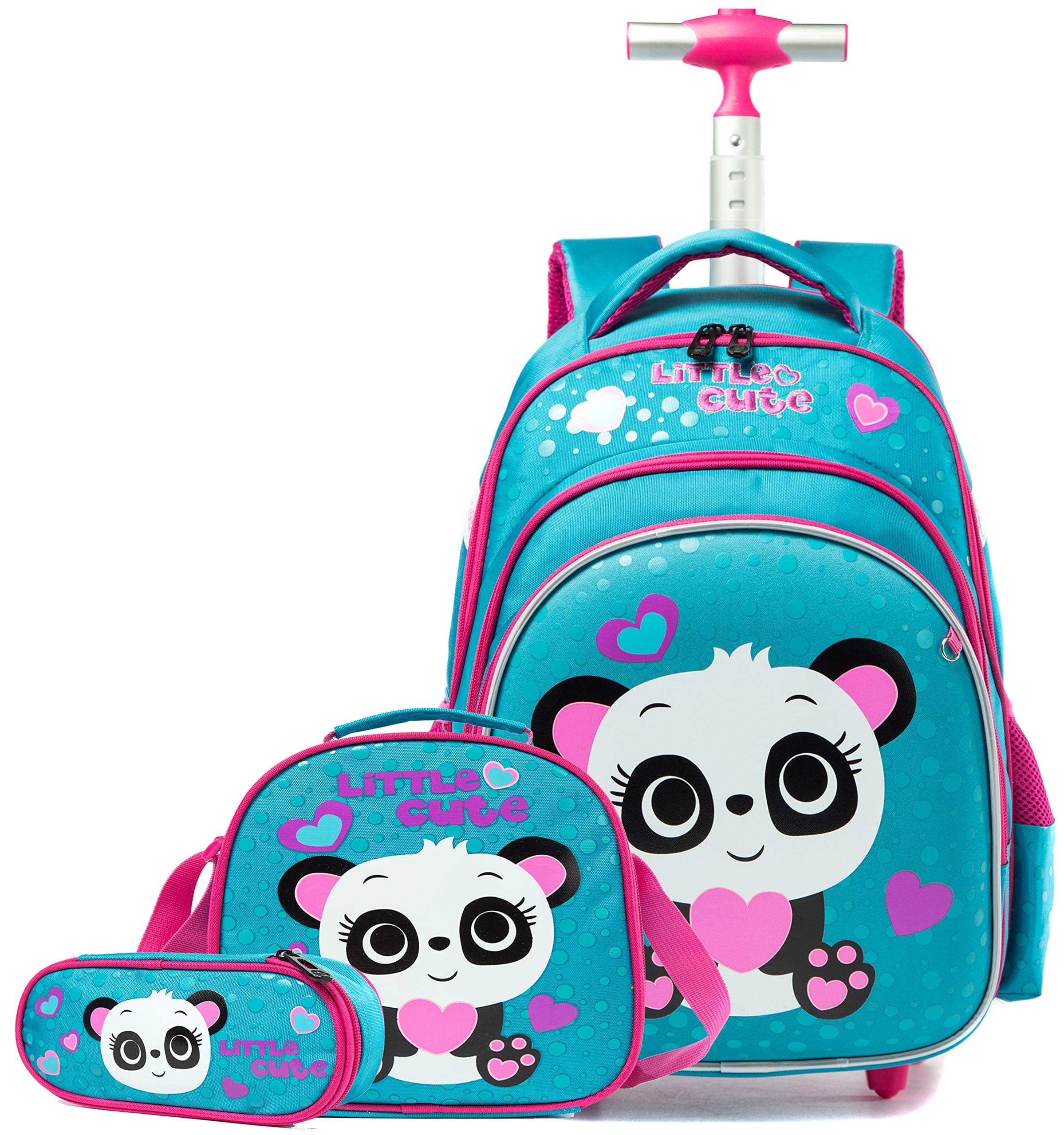Girls Rolling Backpack with Wheels for School - Wheeled Trolley Backpack