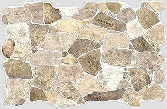 Dundee Deco 3D Wall Panels Faux Stone PVC Brown Beige, 3.2 ft X 2.1 ft (98cm X 63cm), Interior Design Wall Paneling Decor, 6.7 sq. ft. (0.62 sq. m) Each