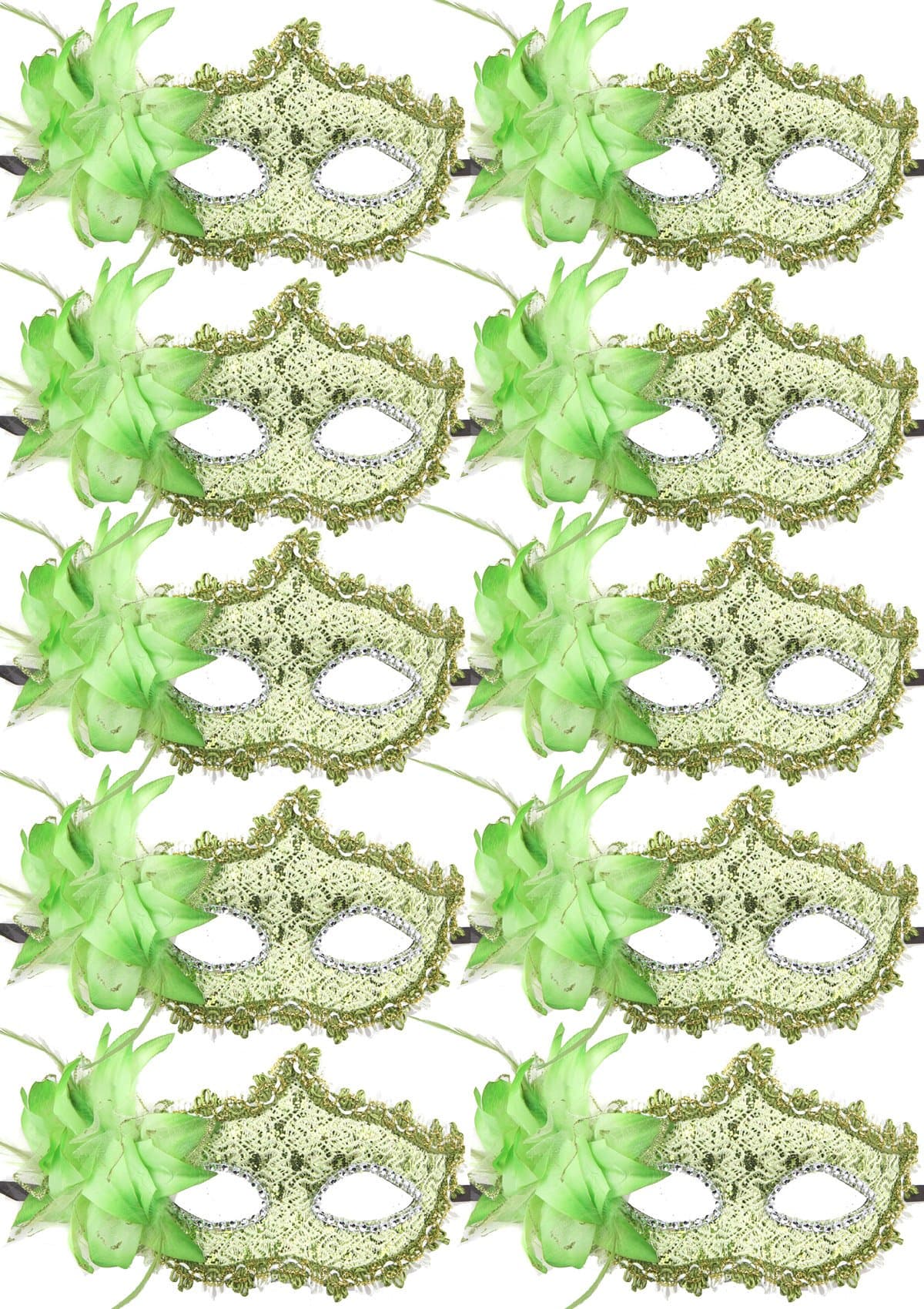 IETANG 10pcs Set Mardi Gras Half Masquerades Venetian Masks Costumes Party Accessory