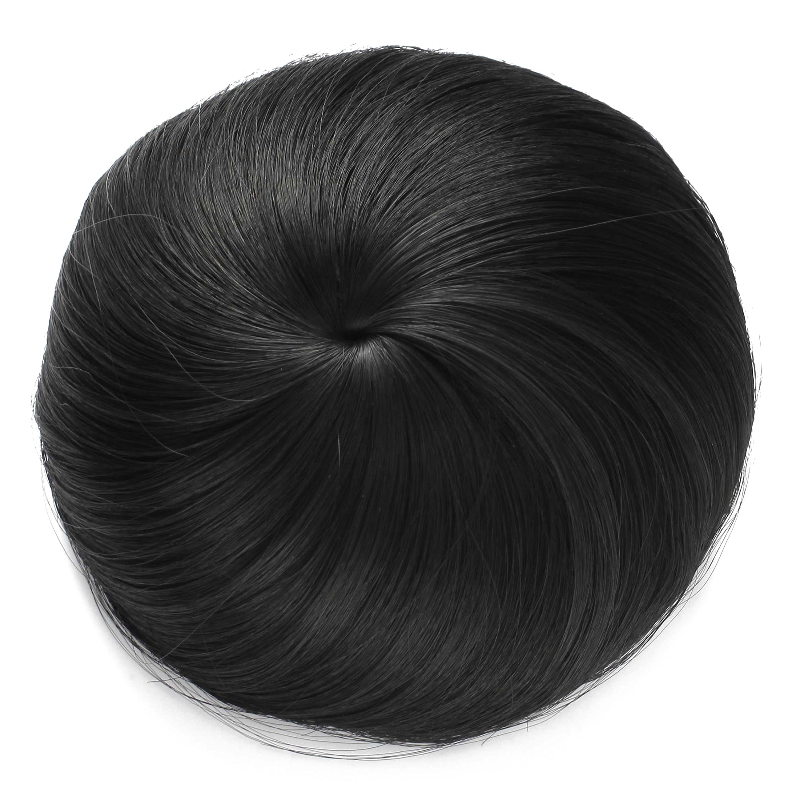 Onedor Synthetic Fiber Hair Extension Chignon Donut Bun Wig Hairpiece (1B - Off Black)