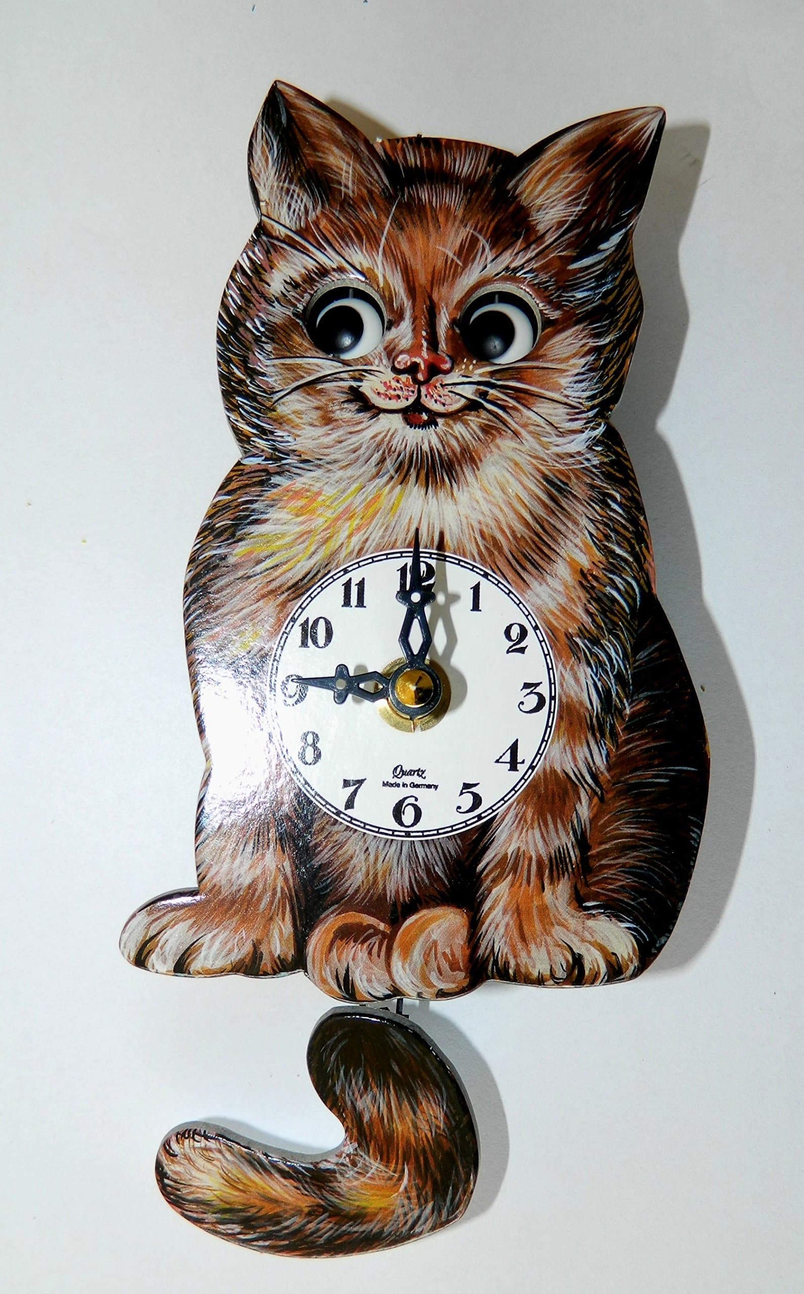 EngstlerQuartz Miniature Qartz Pendulum Clock Cat 203 QP Hanbemalt