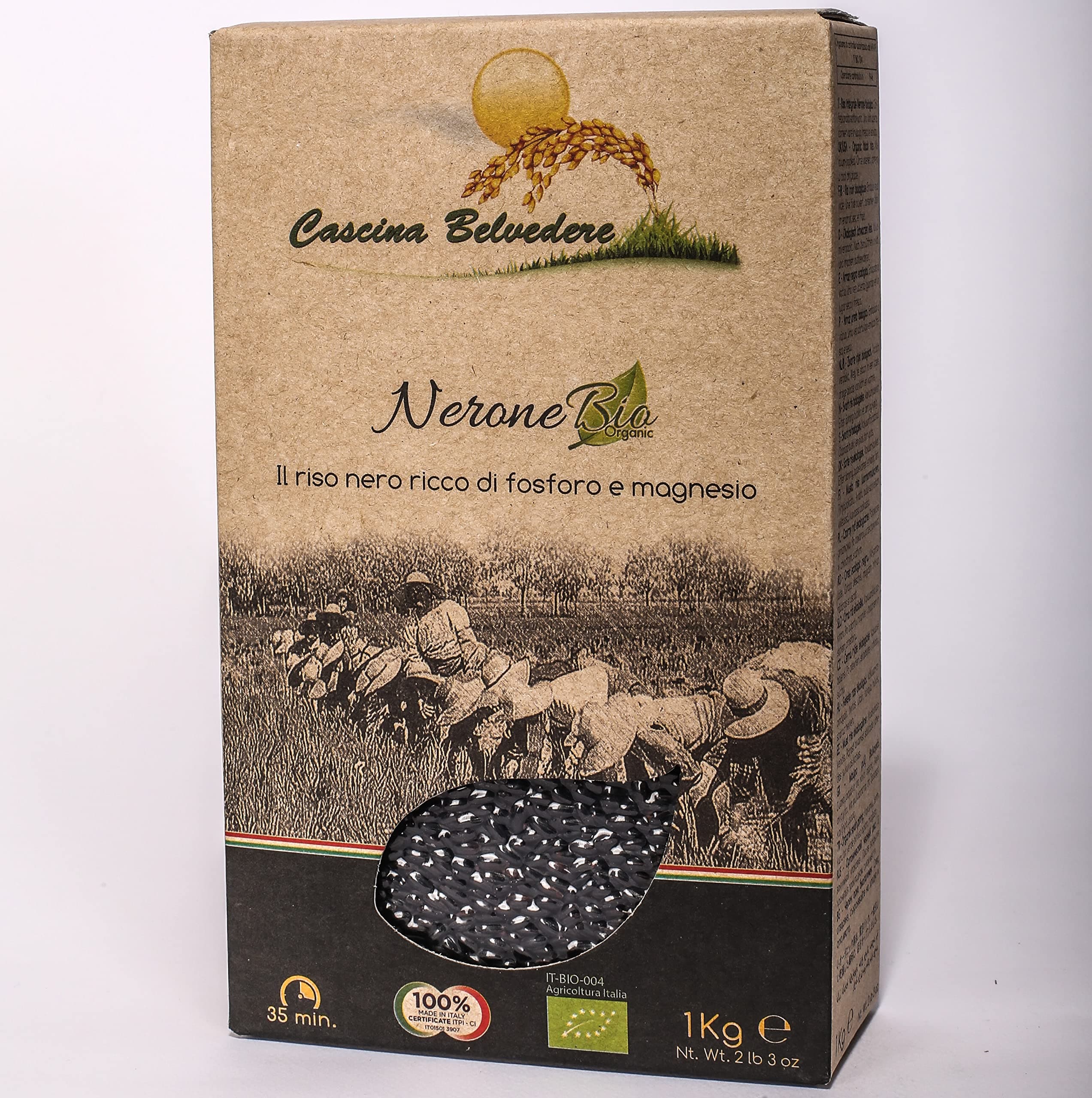 CASCINA BELVEDERE 2 Pack Nerone italian Organic black Rice, Higher in Protein and Fiber Than Brown Fast Cooking, Vegan Fiber, Non-Gmo Chemical Free Short Grain Gluten