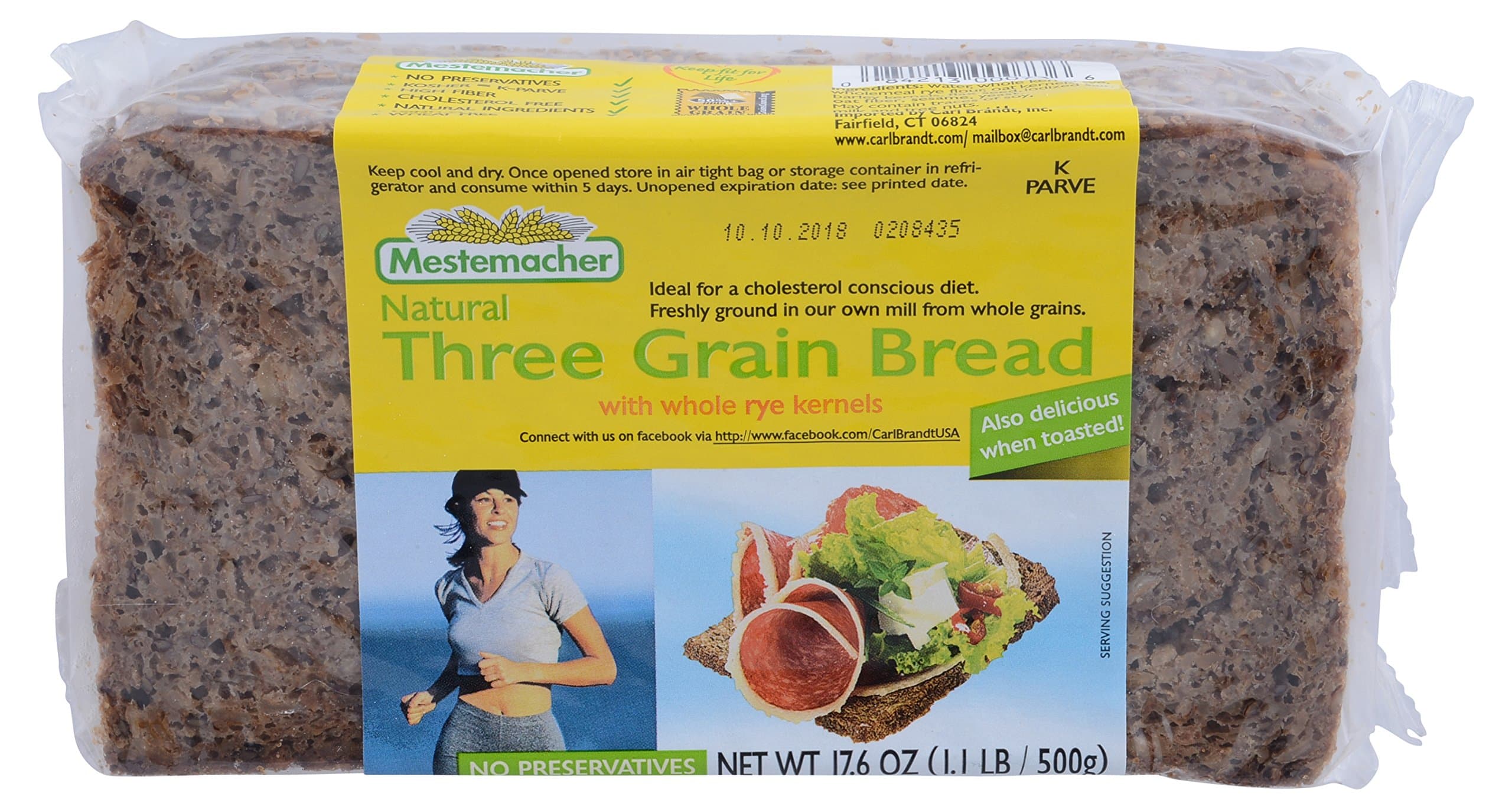 Mestemacher Bread Three Grain, 17.6-Ounce (Pack of 6)