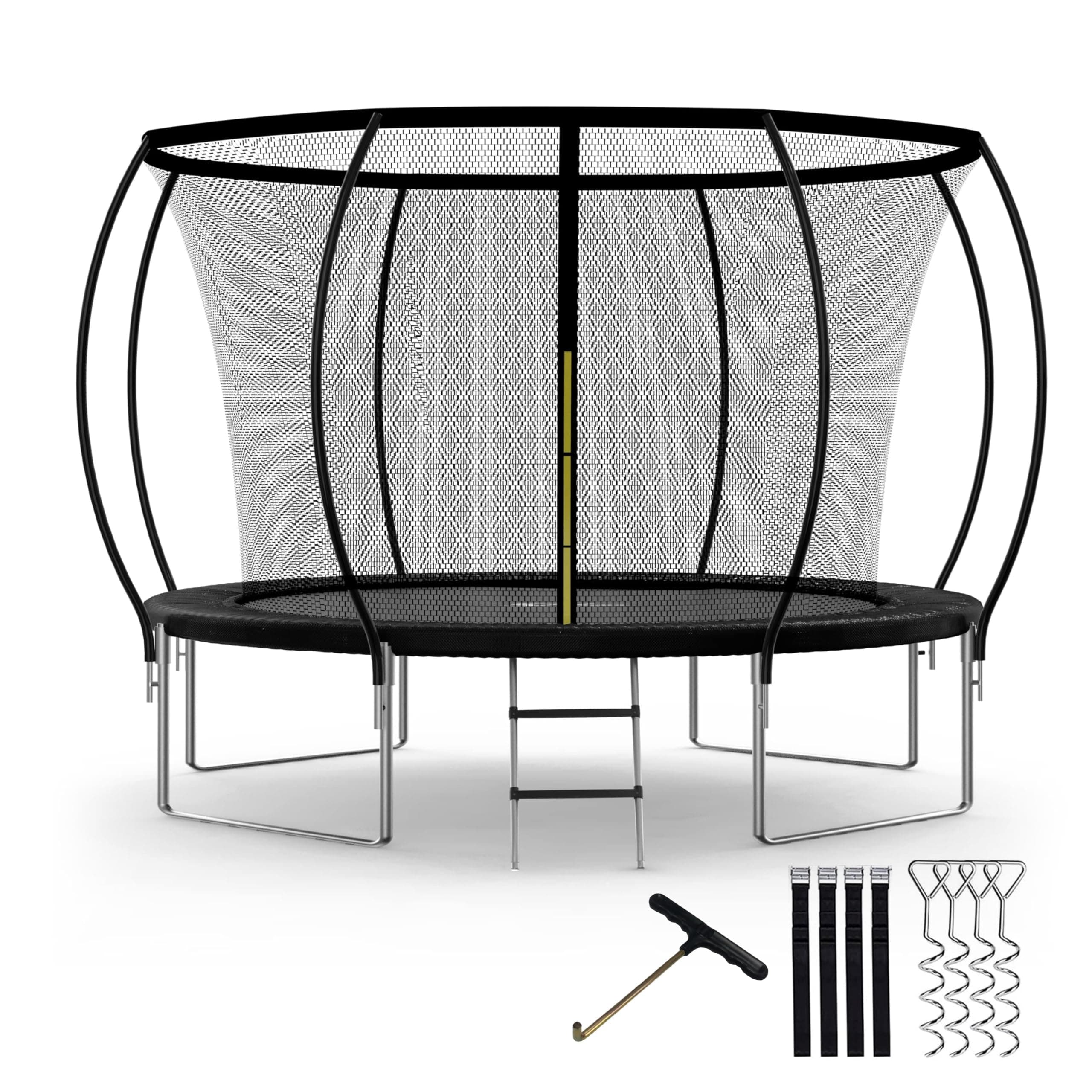 YSSOA 12FT Trampoline Secure Fun for Kids and Adults Recreational Trampolines Complete with Safety Enclosure Wind Stakes and 400LBS Weight Capacity