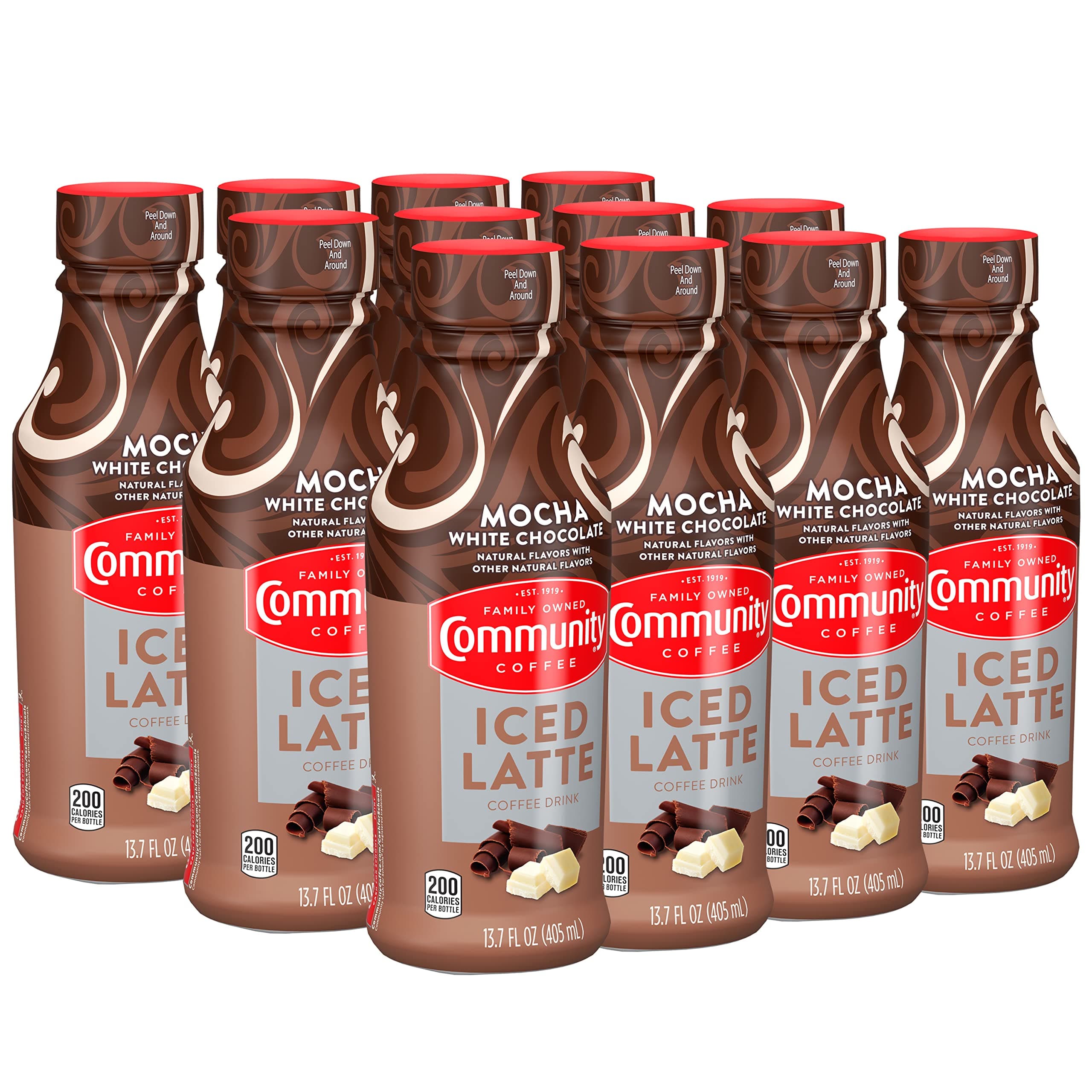 Community Coffee Iced Latte Coffee Drink, Mocha White Chocolate, Natural Flavors, 13.7 Fluid Ounce (Pack of 12)
