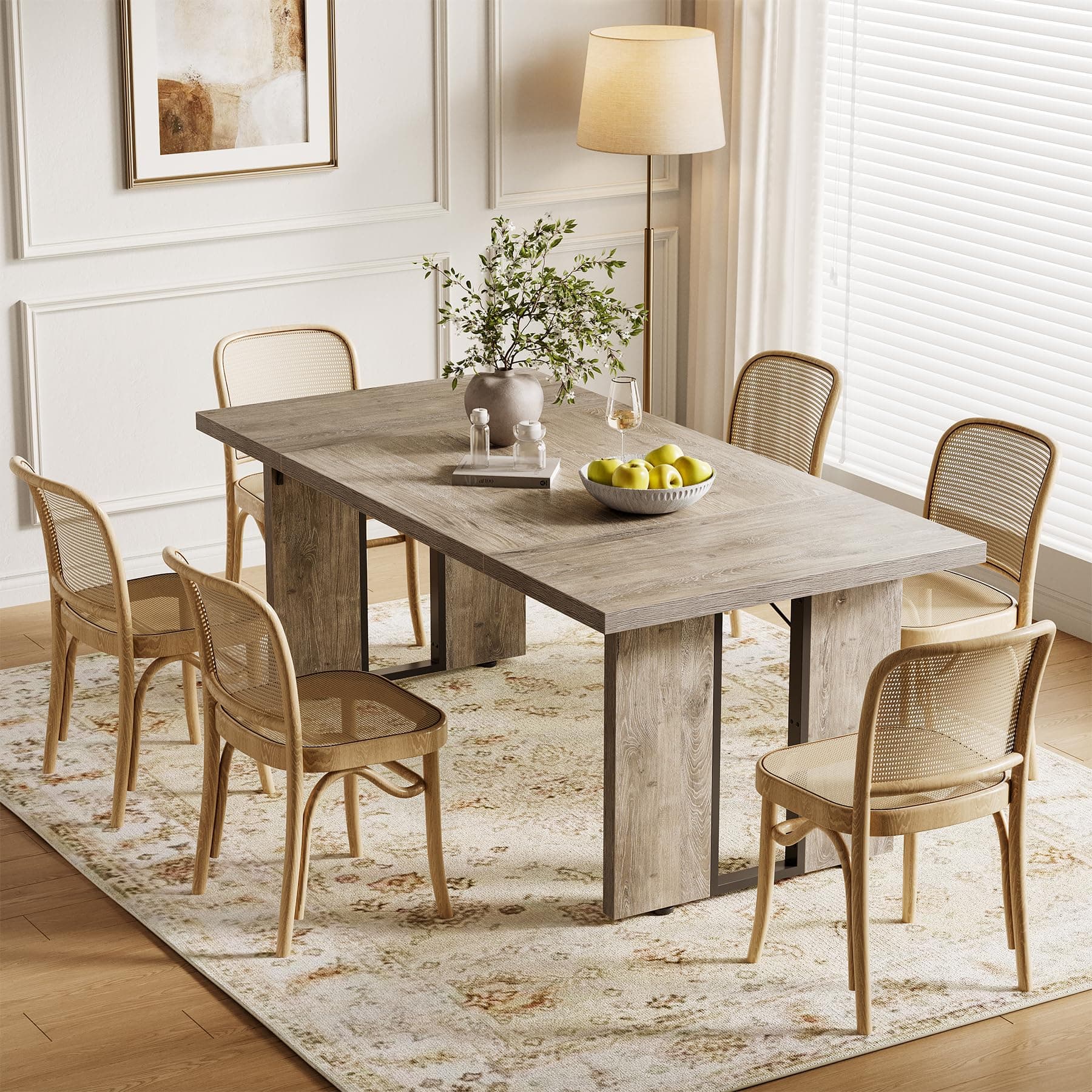 LITTLE TREE 71-Inch Dining Table, Rectangular Wooden Kitchen Table for 4-6 People, Modern Home Furniture with Heavy Duty Legs, Large Dinner Furniture Last Forever, Grey