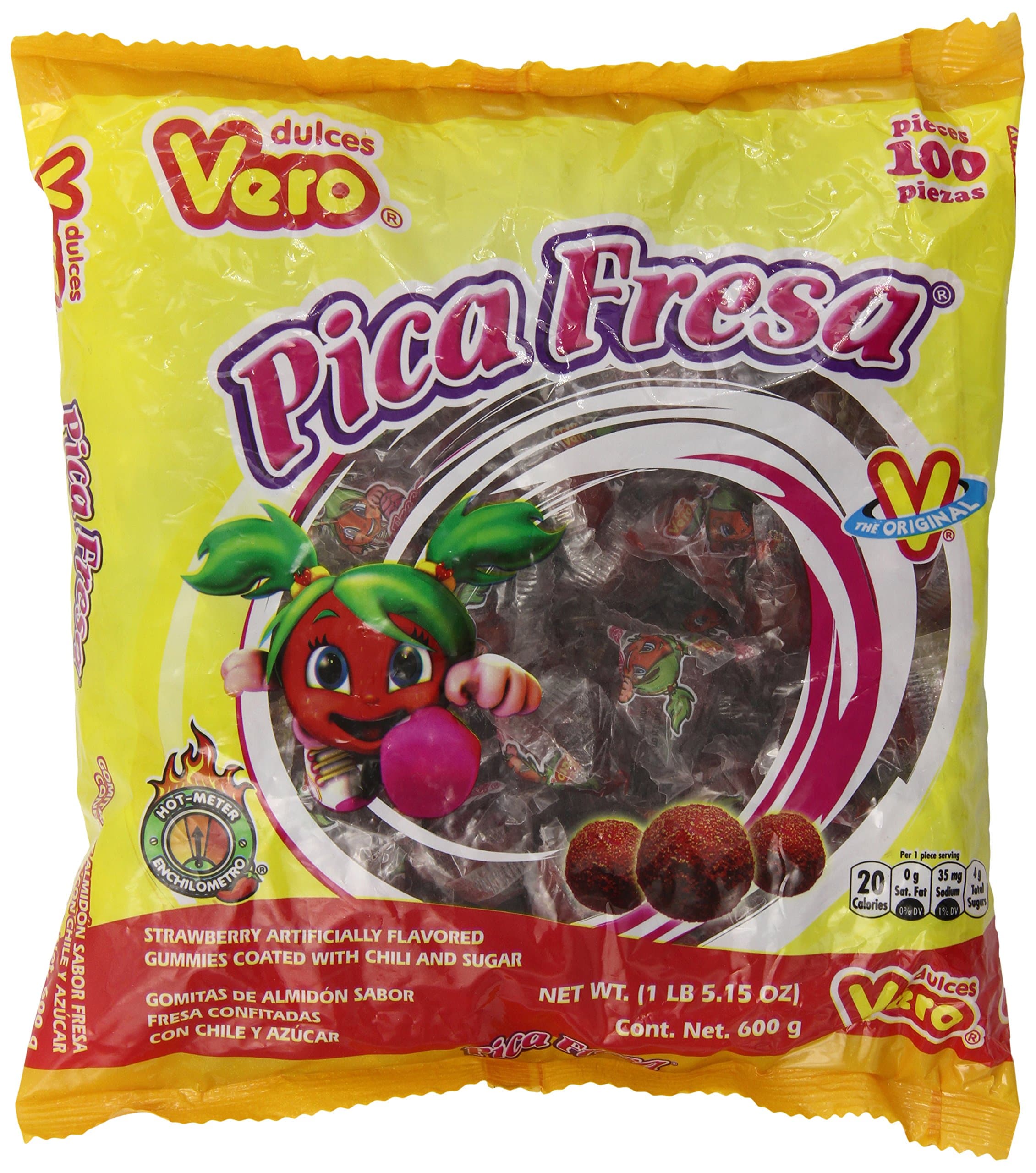 Dulces Vero Pica Fresa Strawberry Flavor, 1.5 Pound (Pack of 24)
