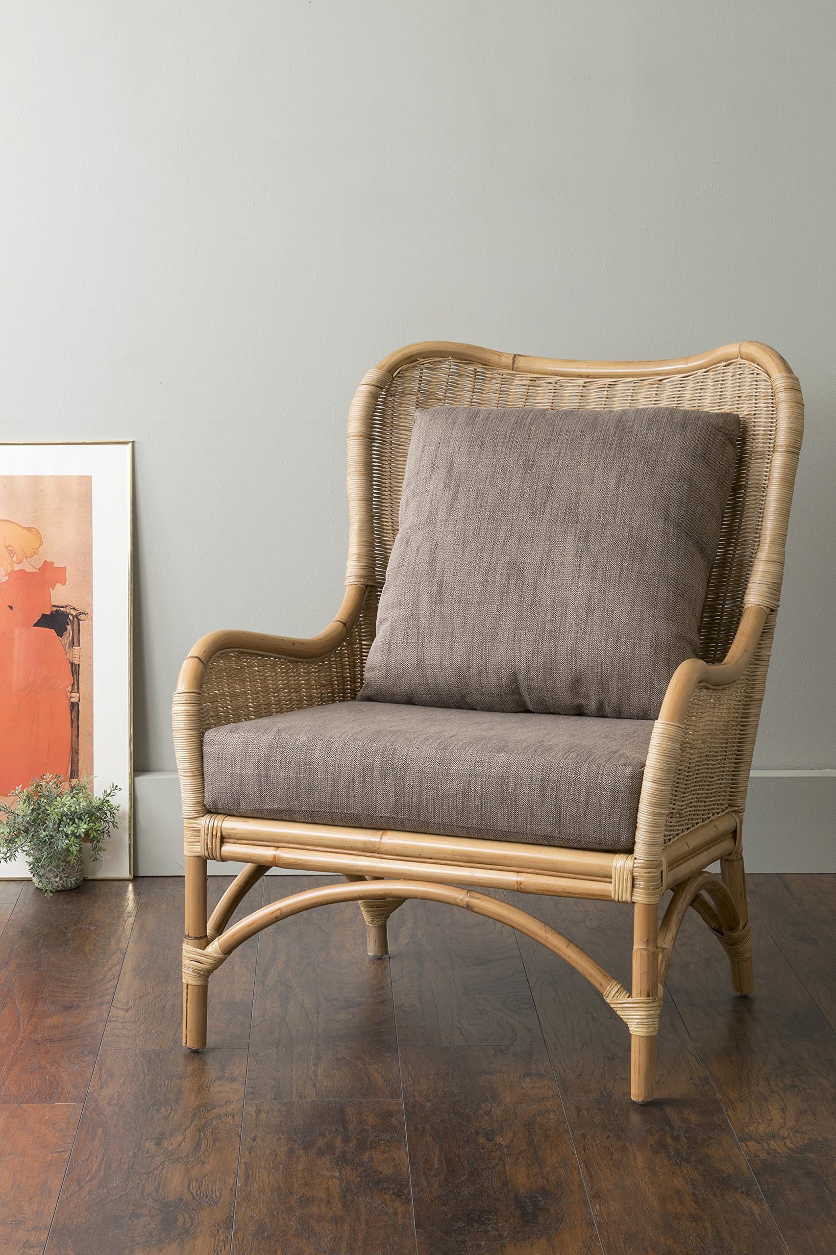 EAST at MAIN Lyndon Brown Square Rattan Accent Chair, (32x27x35.8)
