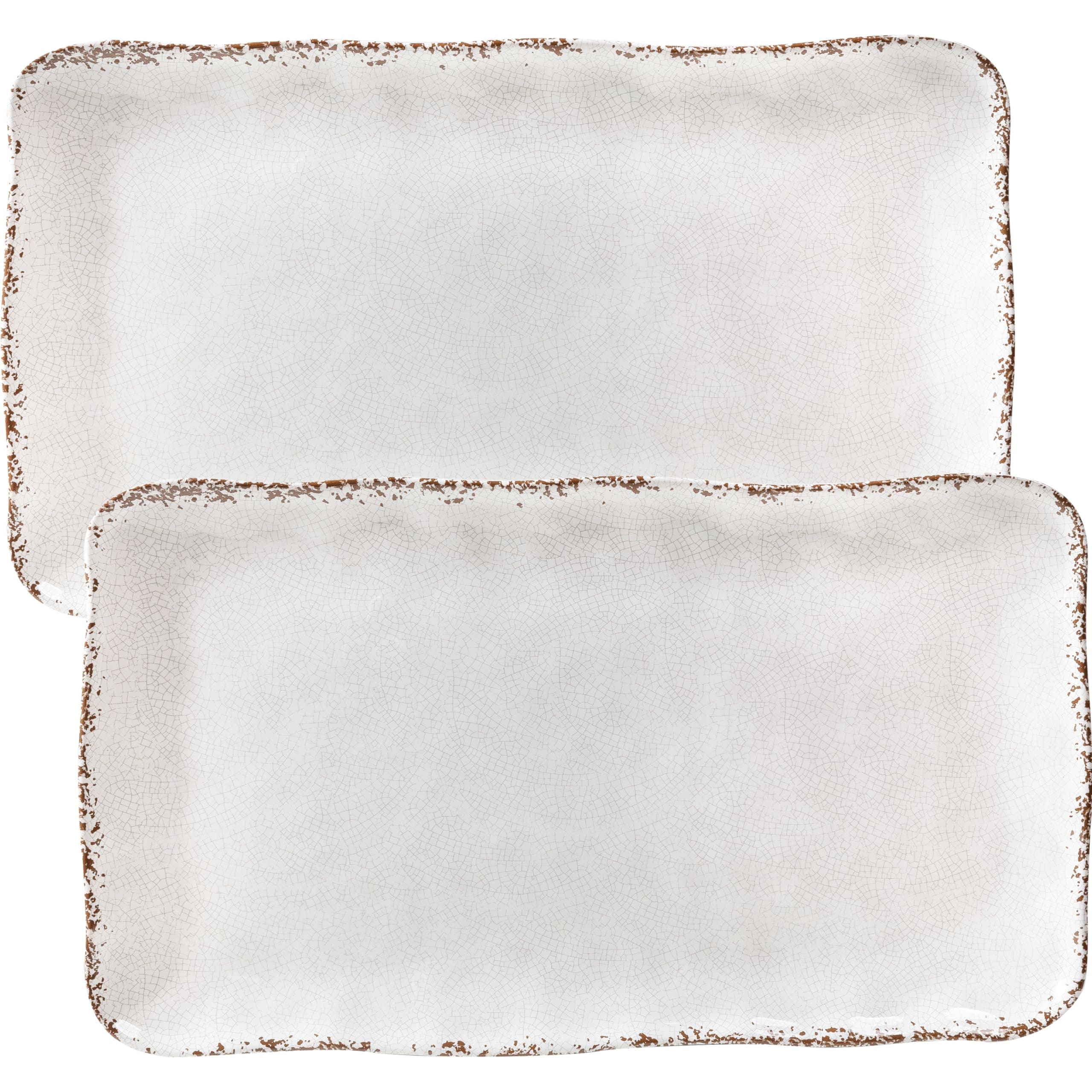 Farmhouse Melamine Serving Platters Set of 2, 17"x10" Large Rectangular Melamine Serving Trays for Serving Food on Parties and Entertaining, Dishwasher Safe. Ivory