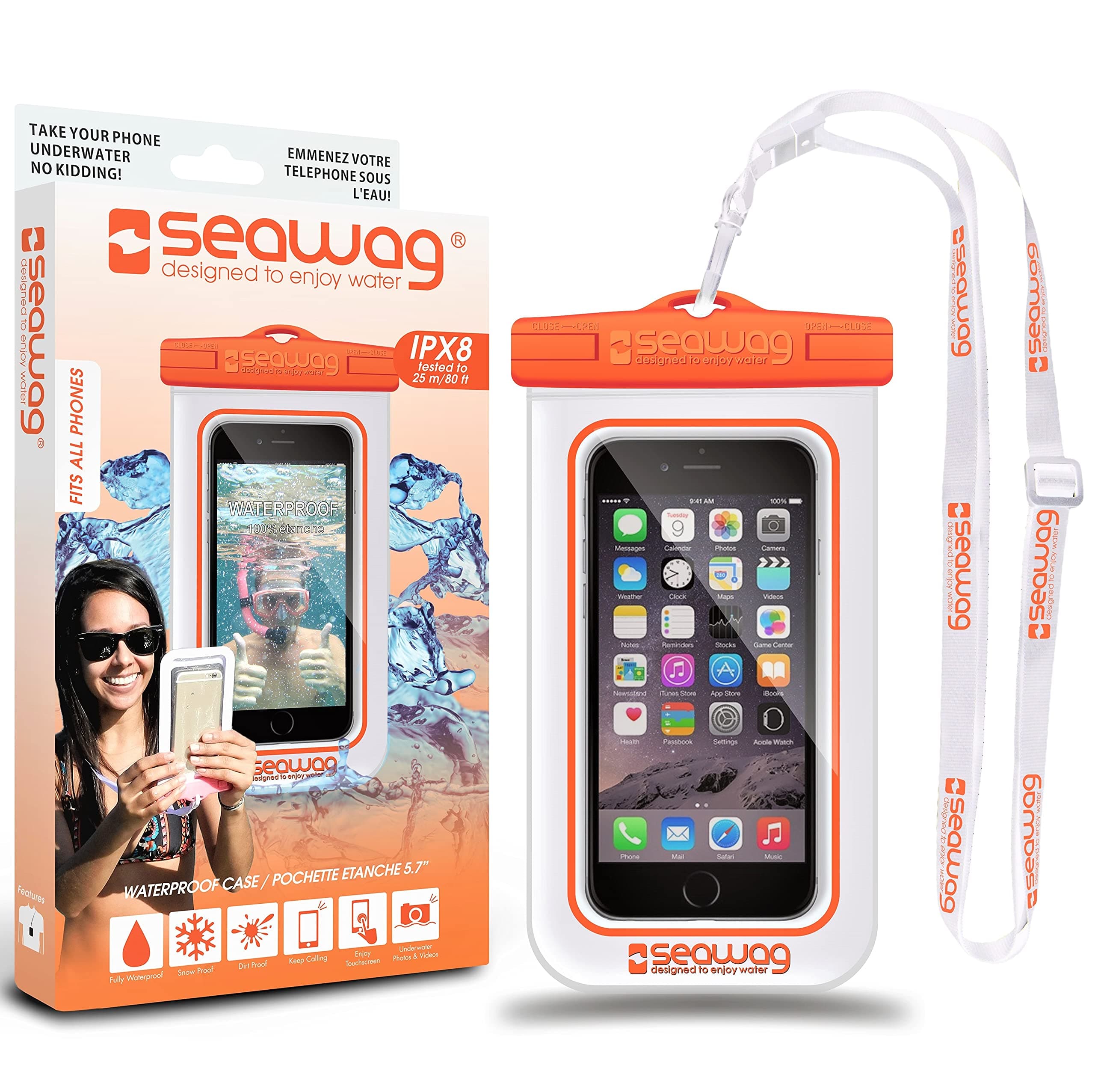 SeawagUniversal Waterproof Case for Smartphone 5.7" (White/Orange)