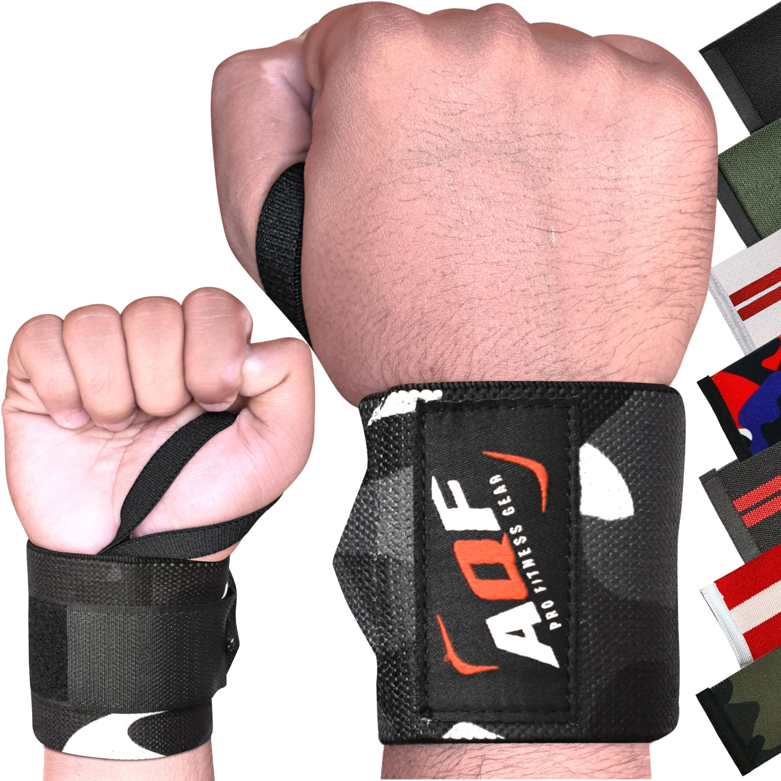 AQF Power Weight Lifting Wrist Wraps Supports Gym Training Fist Straps - Sold as Pair & One Size Fits All