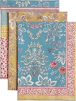 Maison d' Hermine Kitchen Towels Set of 3 100% Cotton 27.50" x 20" Reusable Cloth Tea Dish Towels Absorbent with Hanging Loop for Kitchen Easter Decorations Spring/Summer (Marquise)