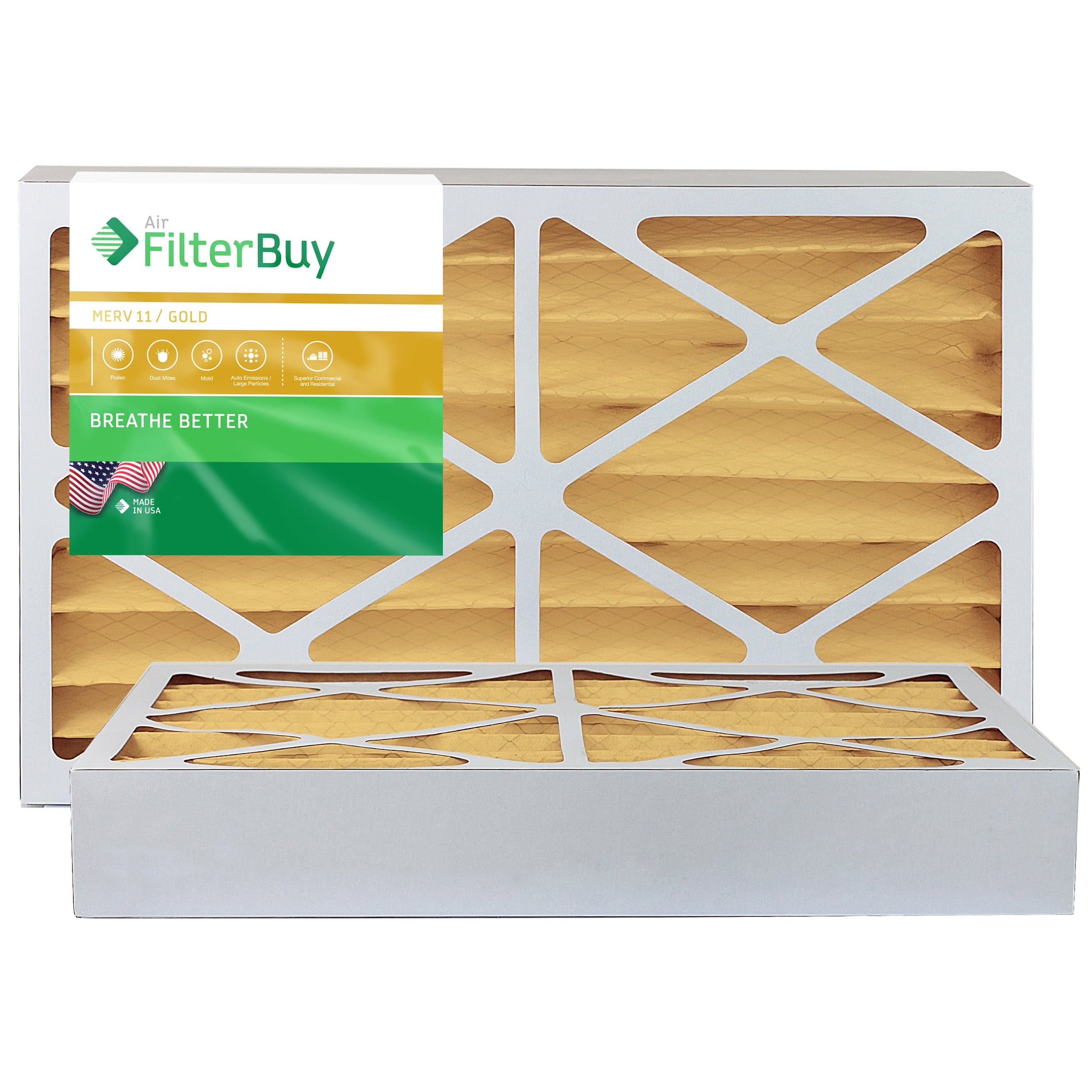 Filterbuy 14x20x4 Air Filter MERV 11 Allergen Defense (2-Pack), Pleated HVAC AC Furnace Air Filters Replacement (Actual Size: 13.50 x 19.50 x 3.63 Inches)