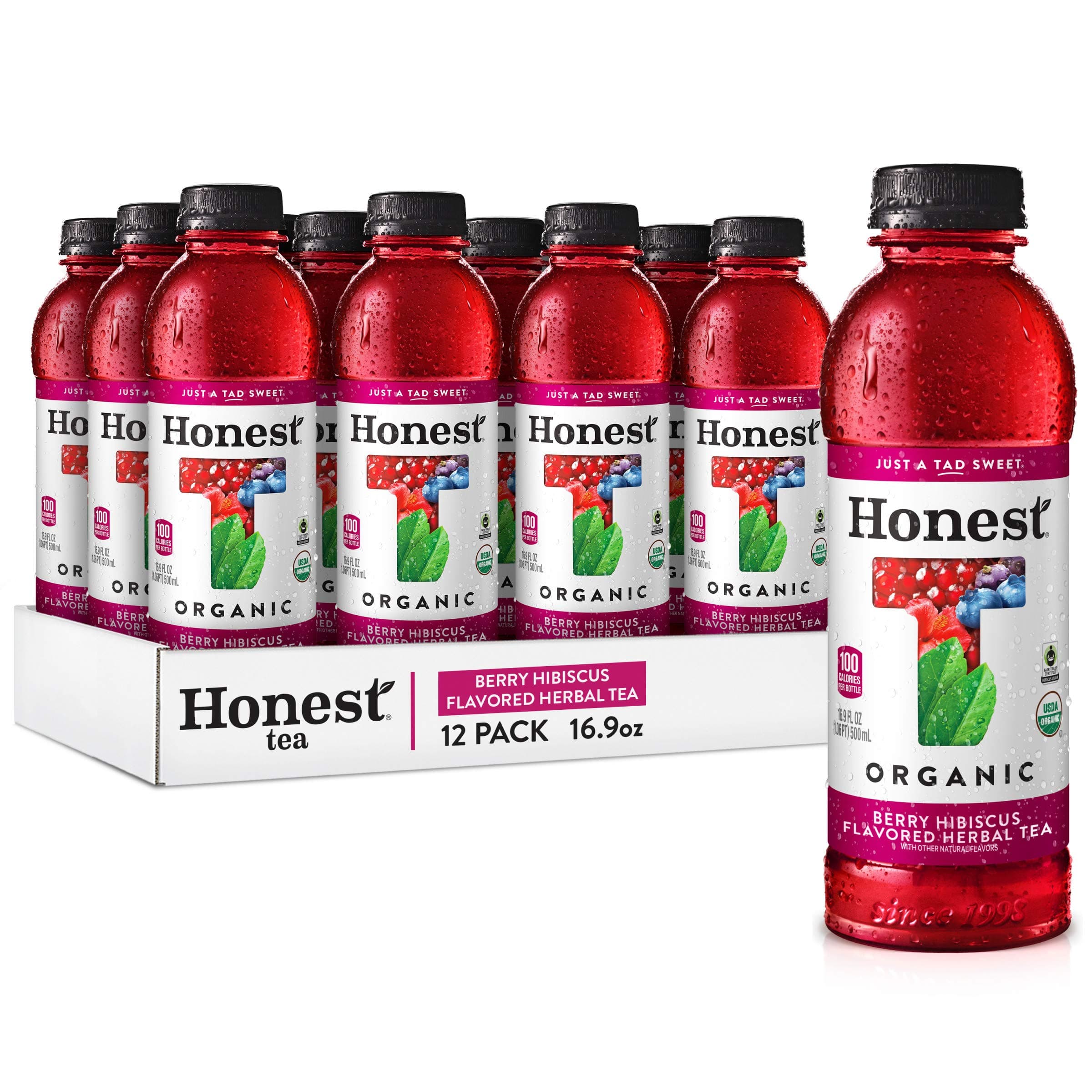 Honest tea Organic Fair Trade Berry Hibiscus Flavored Herbal Tea, 16.9 fl Oz (Pack of 12)