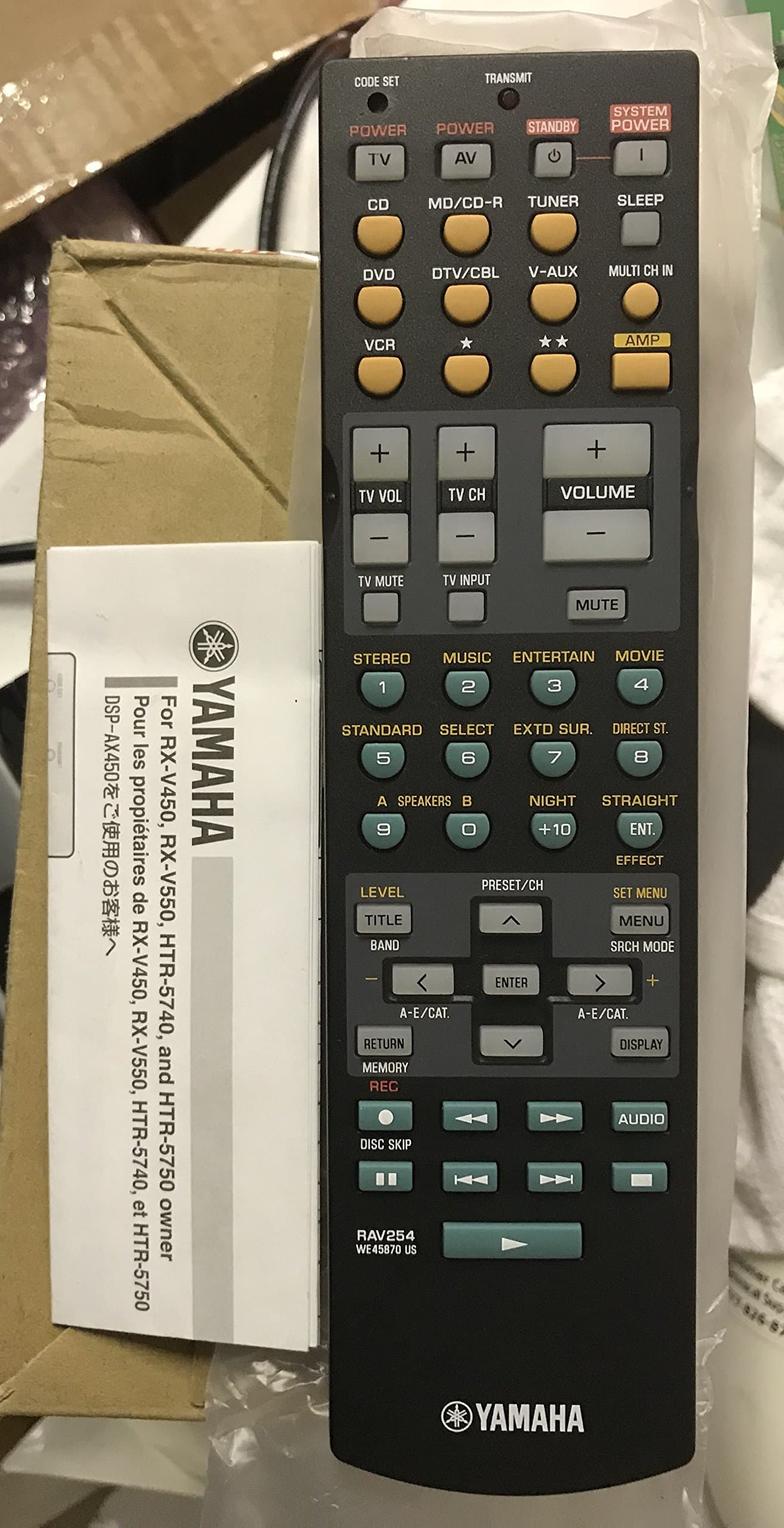 Yamaha WE458700 REMOTE RAV254)