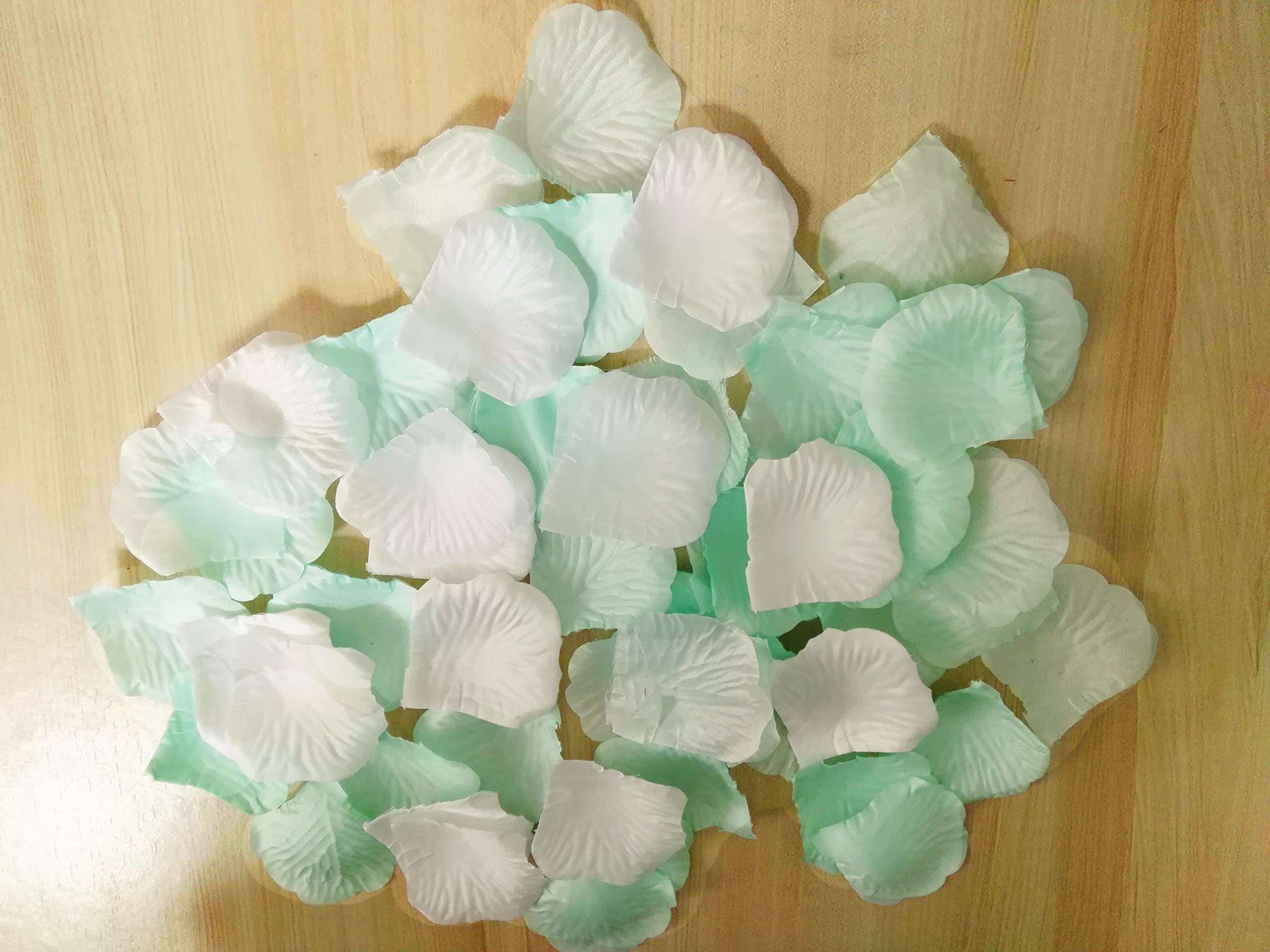 Worldoor® Pack of 600pc Mixed Color Rose Petals Mint & White Silk Rose Petals Wedding Flowers Party Decoration Confetti Bridal Shower Party Favor