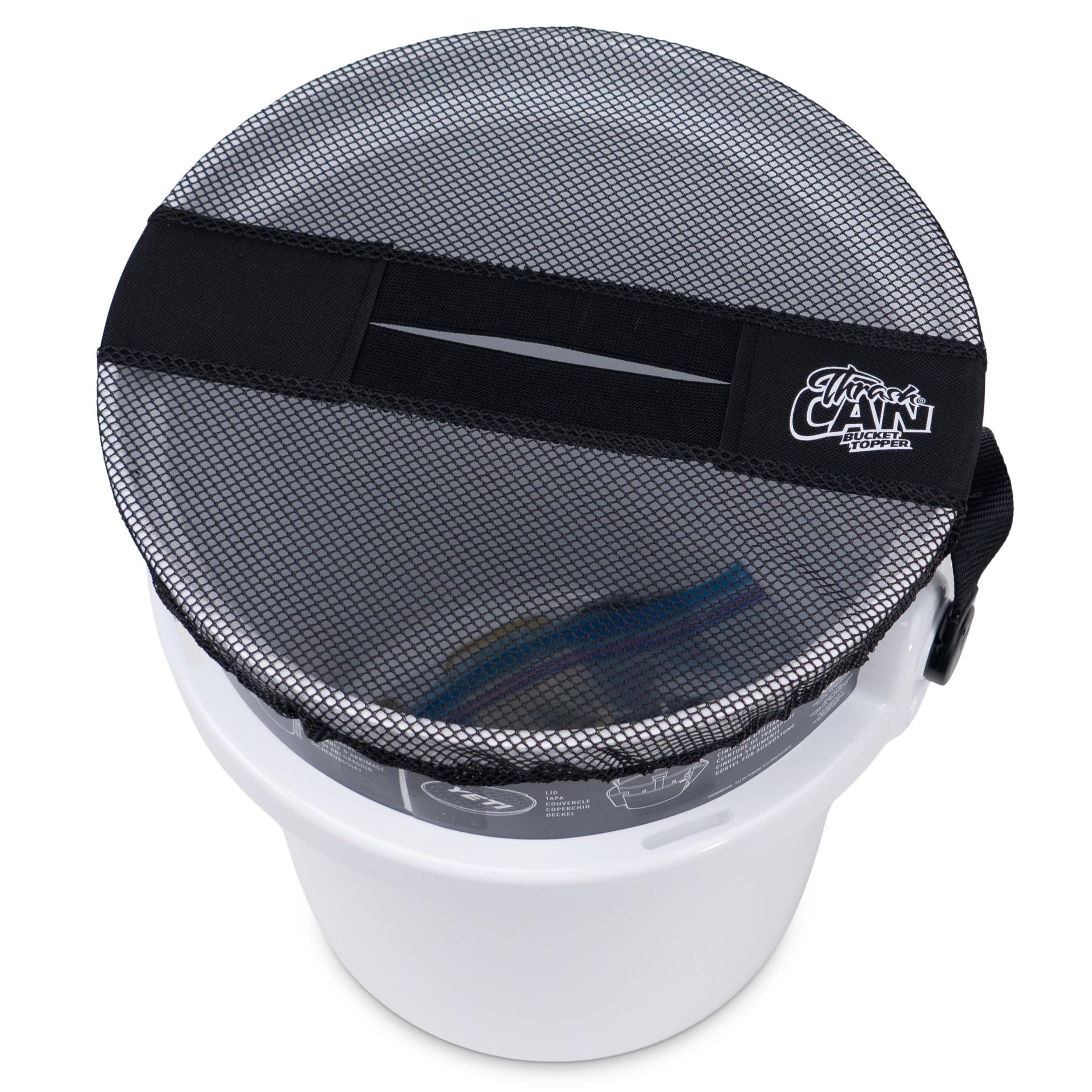 5 Gallon Bucket Lid - Multi-Purpose Boat Trash Can Cover Converter with Opening for Fishing Bucket, Bait Bucket or Trash Can, Fishing & Boating Accessories - Black Mesh