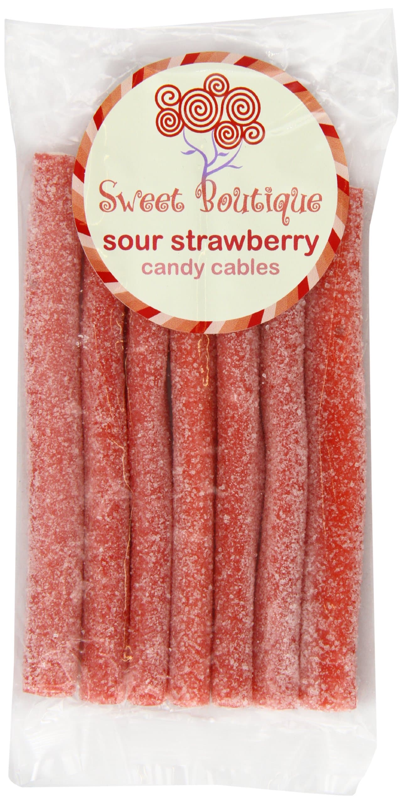 Sweet Boutique Soft and Chewy Sour Strawberry Flavour Candy Cables Bag 100 g (Pack of 6)