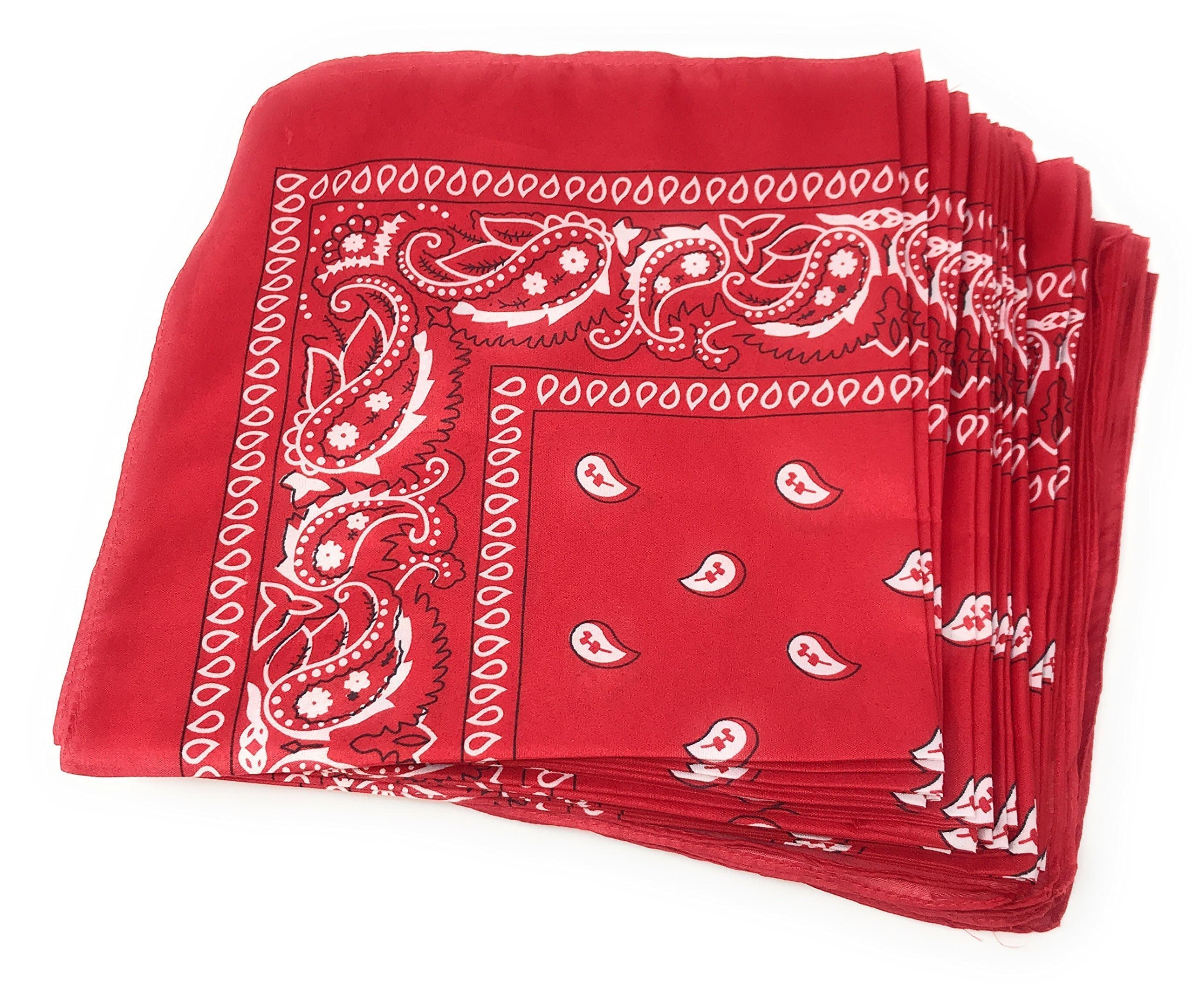Bulk Deluxe Classic Party 50 Pack Western Party Bandanas (Red) - Ideal for Western Events, Country Weddings or Proms