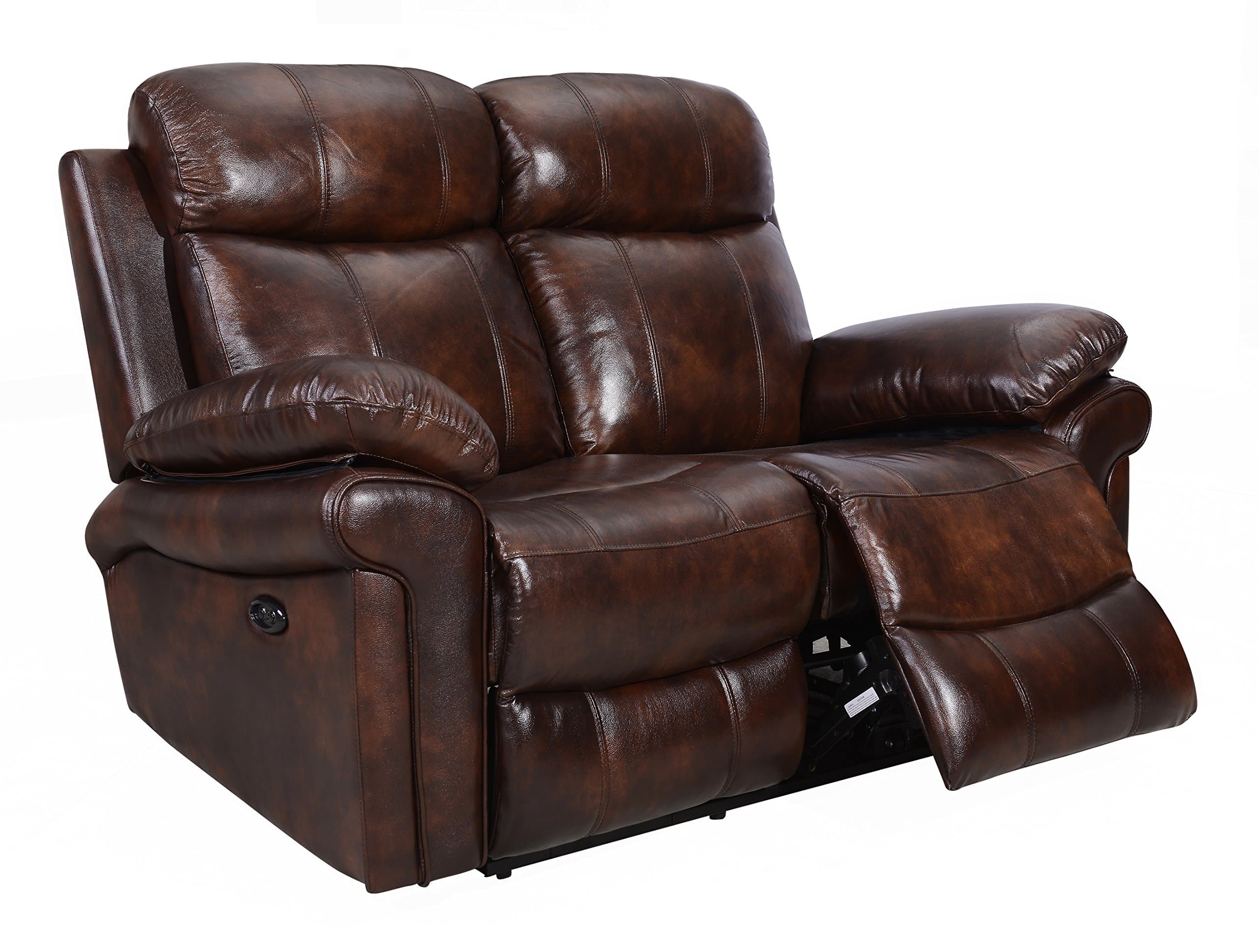 Oliver Pierce Hudson Reclining Leather Loveseat, Brown