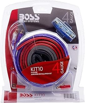 BOSS Audio Systems KIT10 4ゲージ アンプ取り付け用ワイヤーキット - 車載アンプ配線キット ラジオ/サブウーファー/スピーカーの接続&電力供給用 ブラック/ブルー/レッド