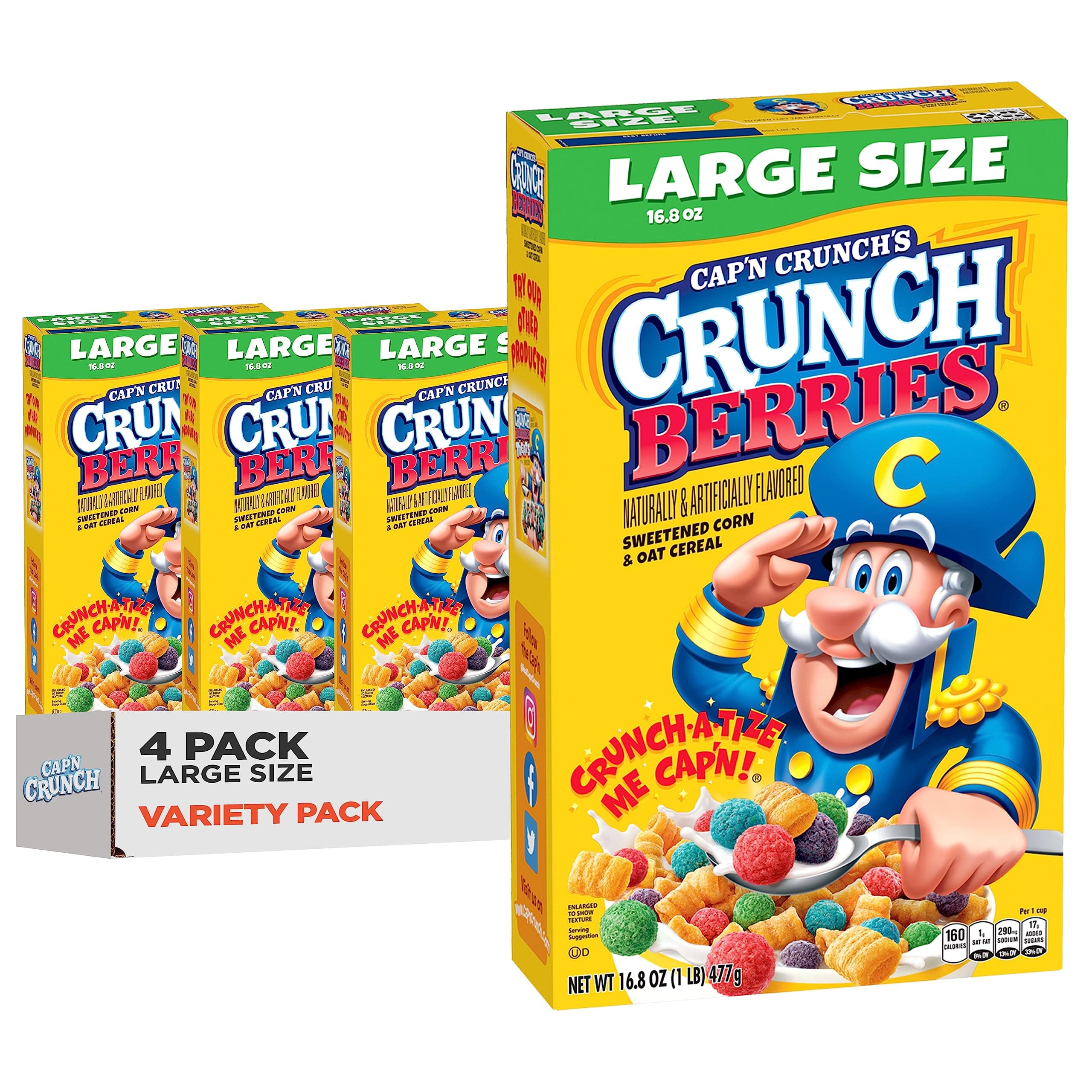 Cereal, Crunch Berries, 16.8oz Boxes (4 Pack)