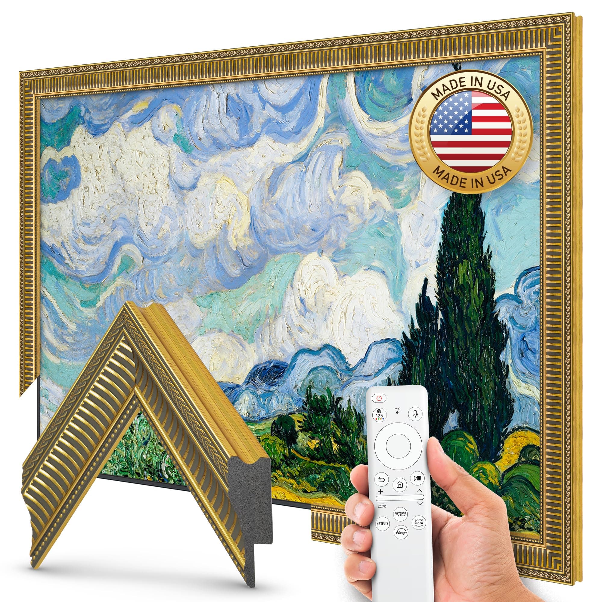 Frame My TV Deco s - Empire Gold Slim Compatible ONLY with Samsung The (3", Chip Color)
