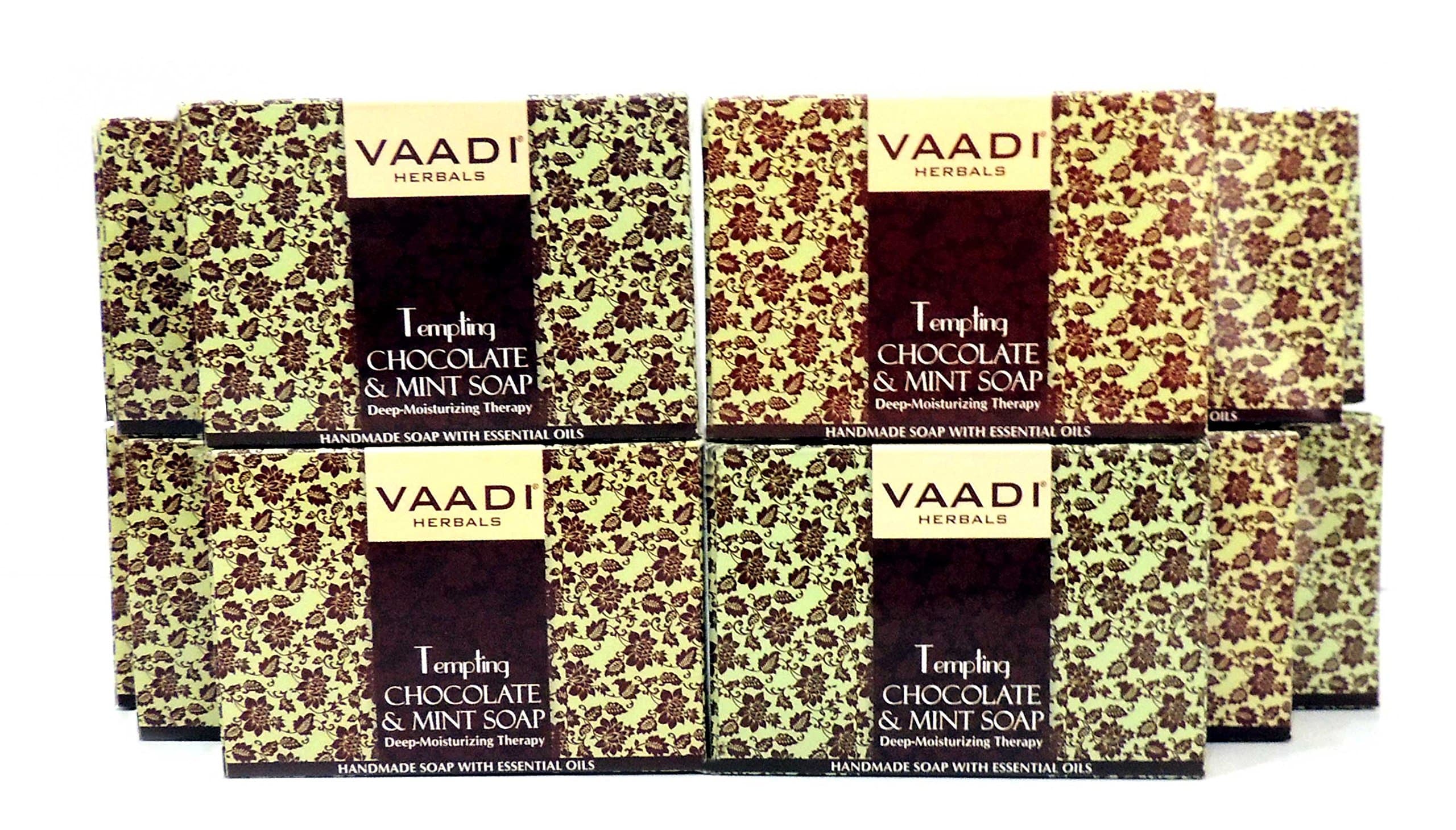 Vaadi Herbals Chocolate and Mint Bar Soap - Handmade Herbal Soap - ALL Natural - Best Moisturizer - Each 2.65 Ounces - Pack of 12 (32 Ounces, 2 Lb)