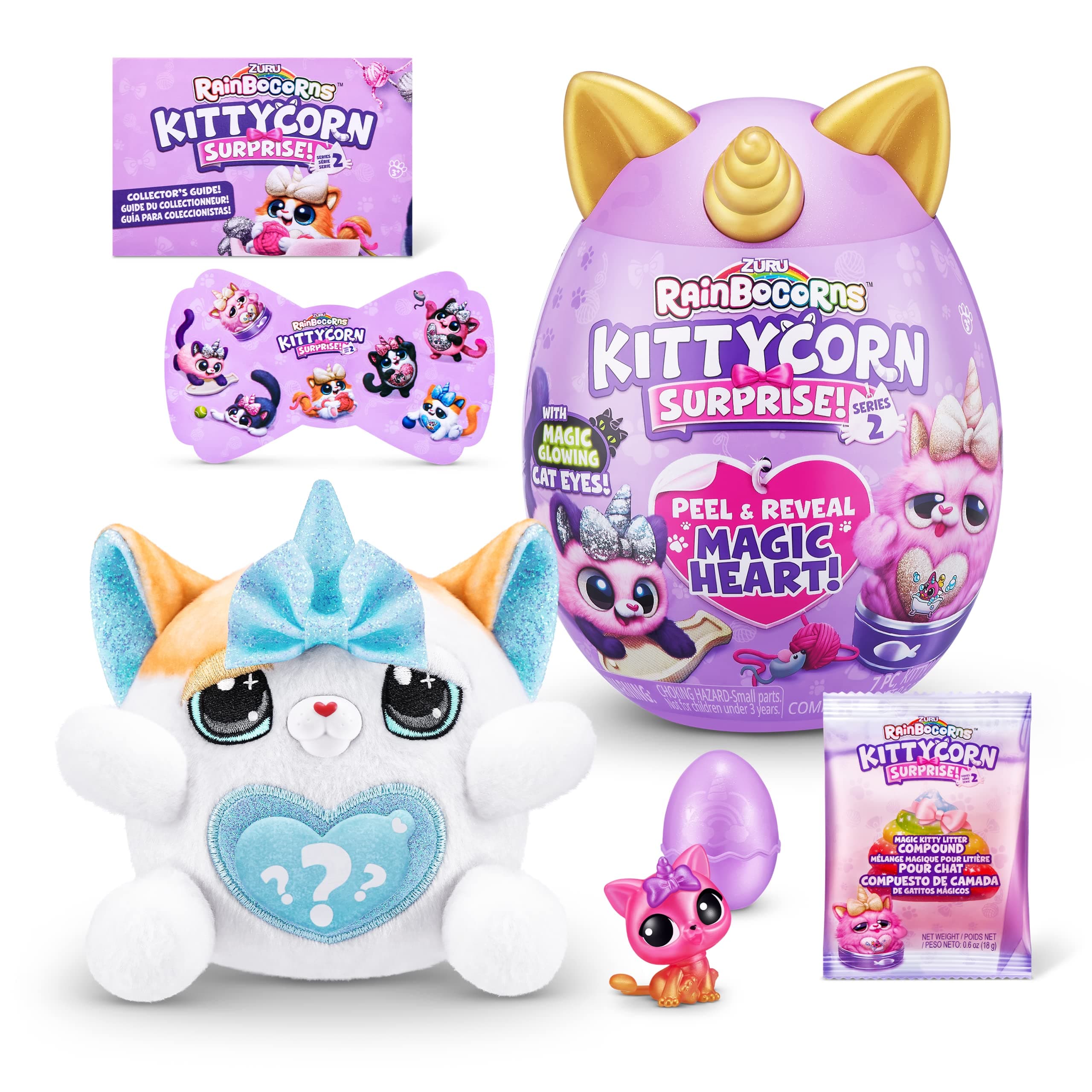 Rainbocorns Kittycorn Surprise Series 2, Pomme the Exotic Cat - Collectible Plush - 10 Surprises to Unbox, Peel and Reveal Heart, stickers, Ages 3+ (Exotic Cat)