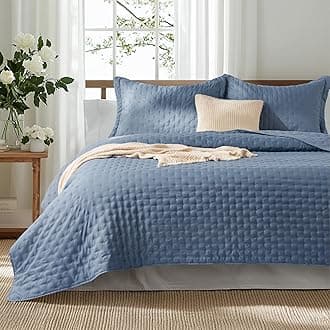 Bedsure Quilts Queen Size - Mineral Blue Bedspread Queen Size & Lightweight Comforter, Modern Coastal Coverlet with Clover Pattern, Ultra Soft All-Season Bedding, 90 x 96 Inches | Stitch-Free Quilting, Ultra Soft, Lightweight, Machine Washable, Pet-Friendly