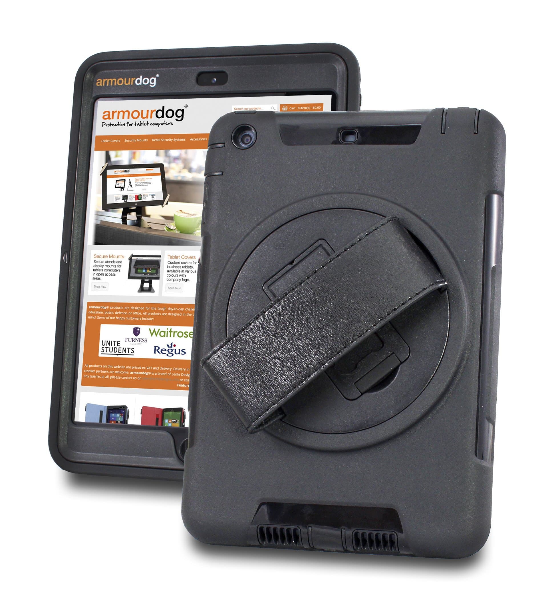 armourdog® Rugged '360 Grip case' with Hand Strap and Tempered Glass Screen for The Apple iPad 2017/2018