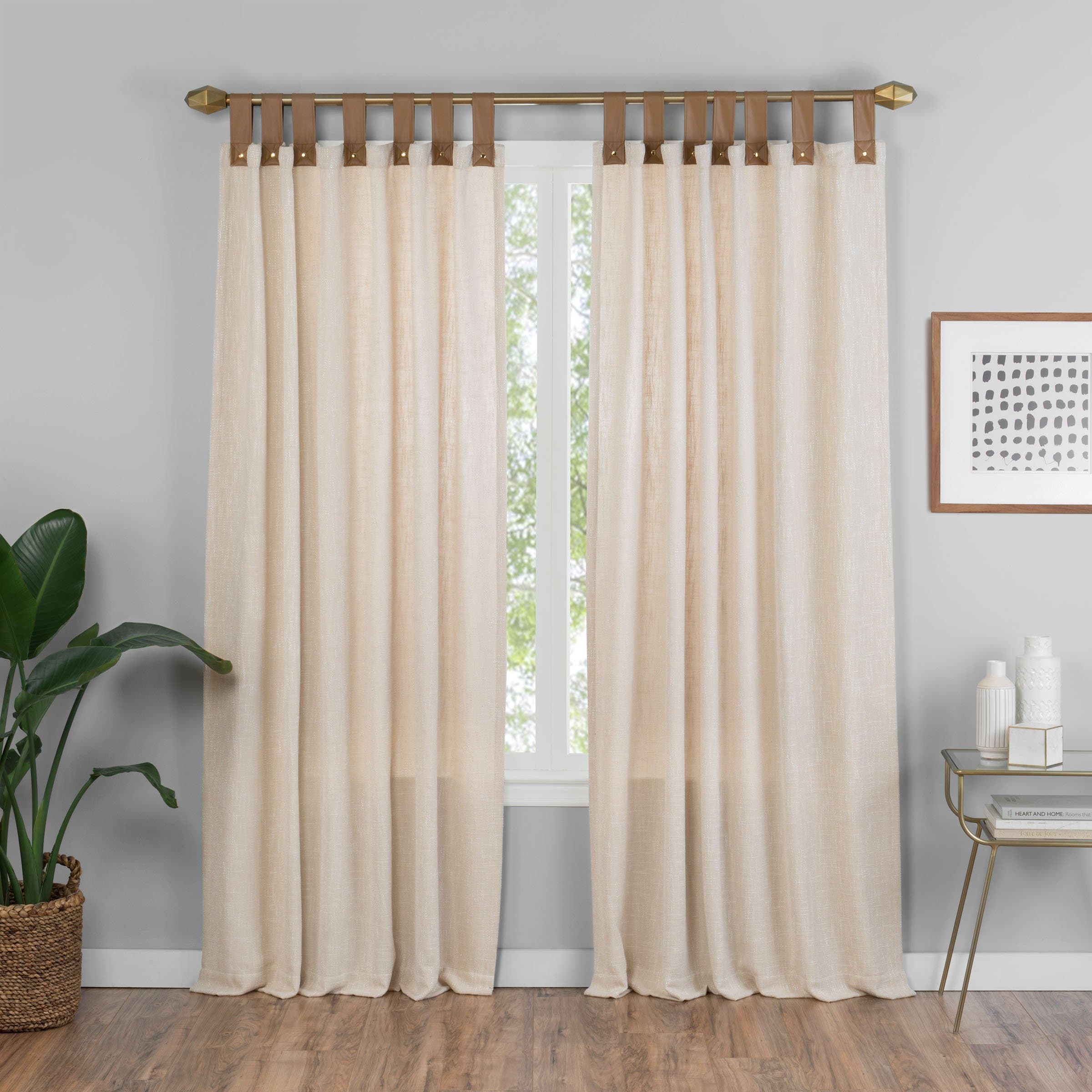 VUE Curtains for Bedroom - Torrington 52" x 84" Decorative Single Panel Tab Top Window Treatment Privacy Curtains for Living Room, Natural