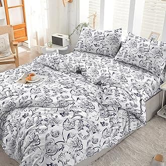 2PCS Single Duvet Cover Set, 100% Egyptian Cotton- 400 Thread Count- Floral Printed Single Bedding Set with Pillowcase
