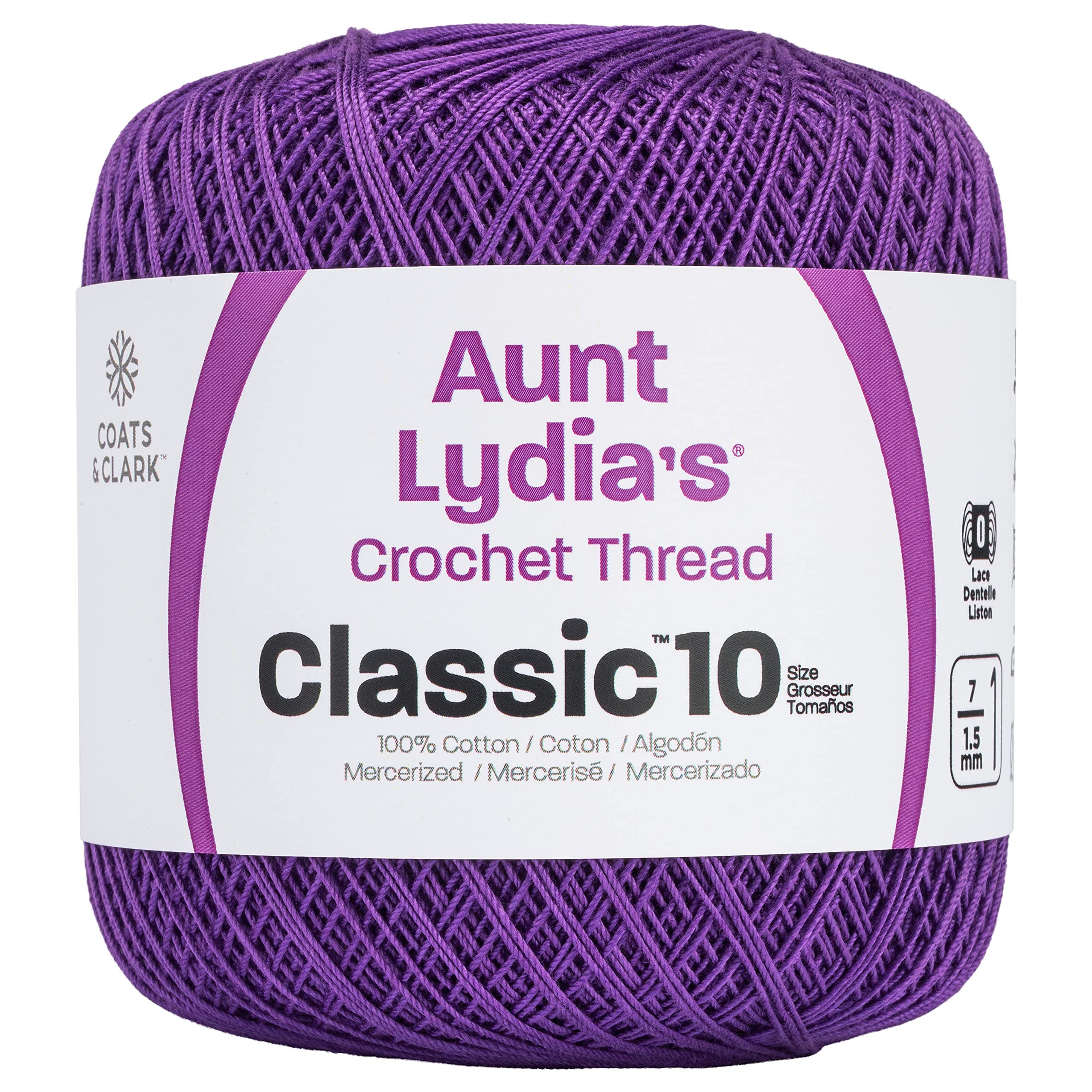 Aunt Lydia C&C Classic Crochet Sz10 Purple
